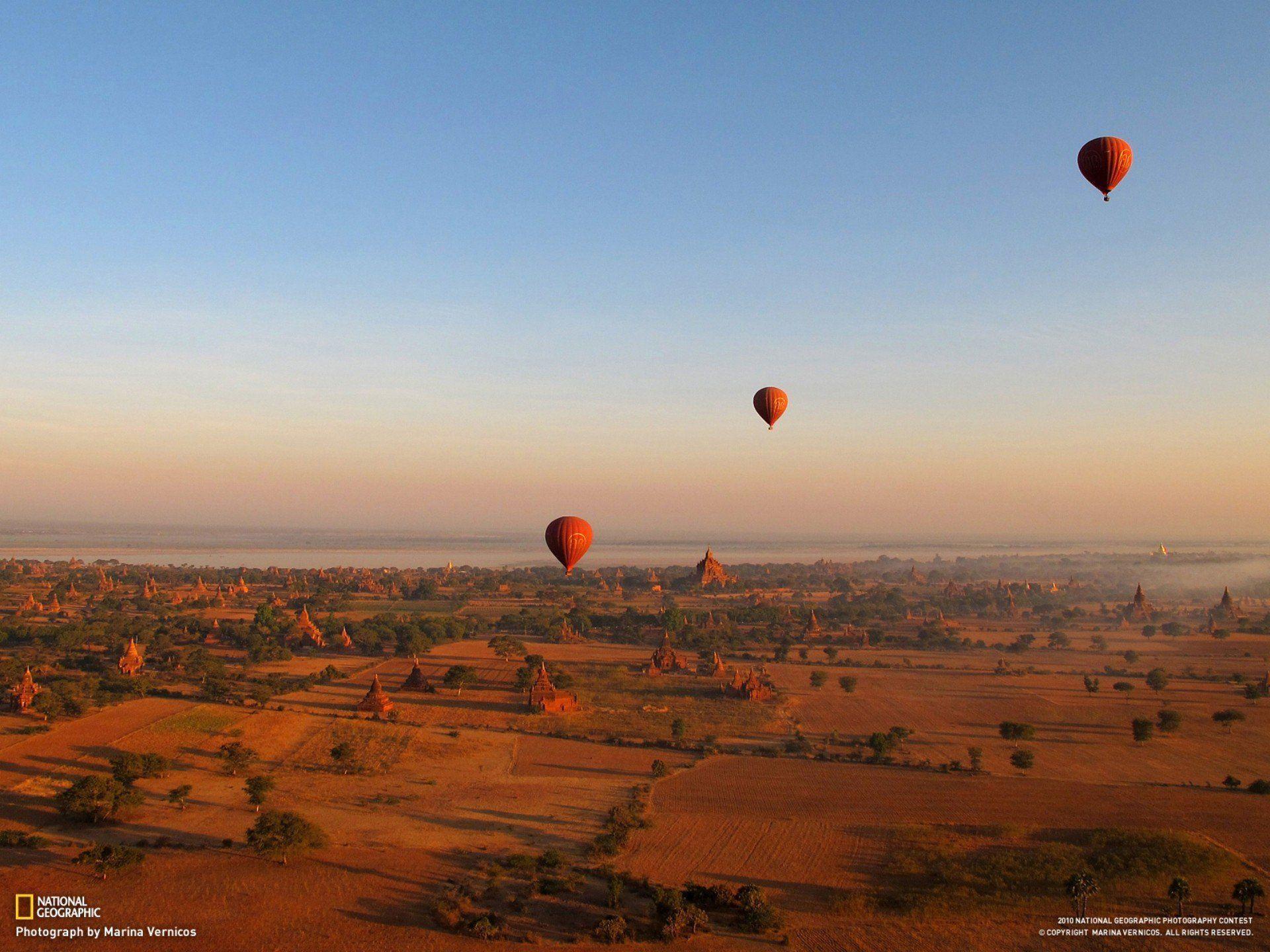 Landscapes nature fields National Geographic hot air balloons