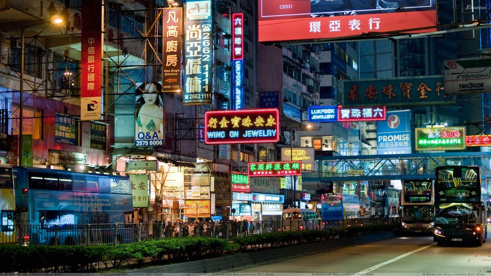 China Market Scene At Night Wallpaper