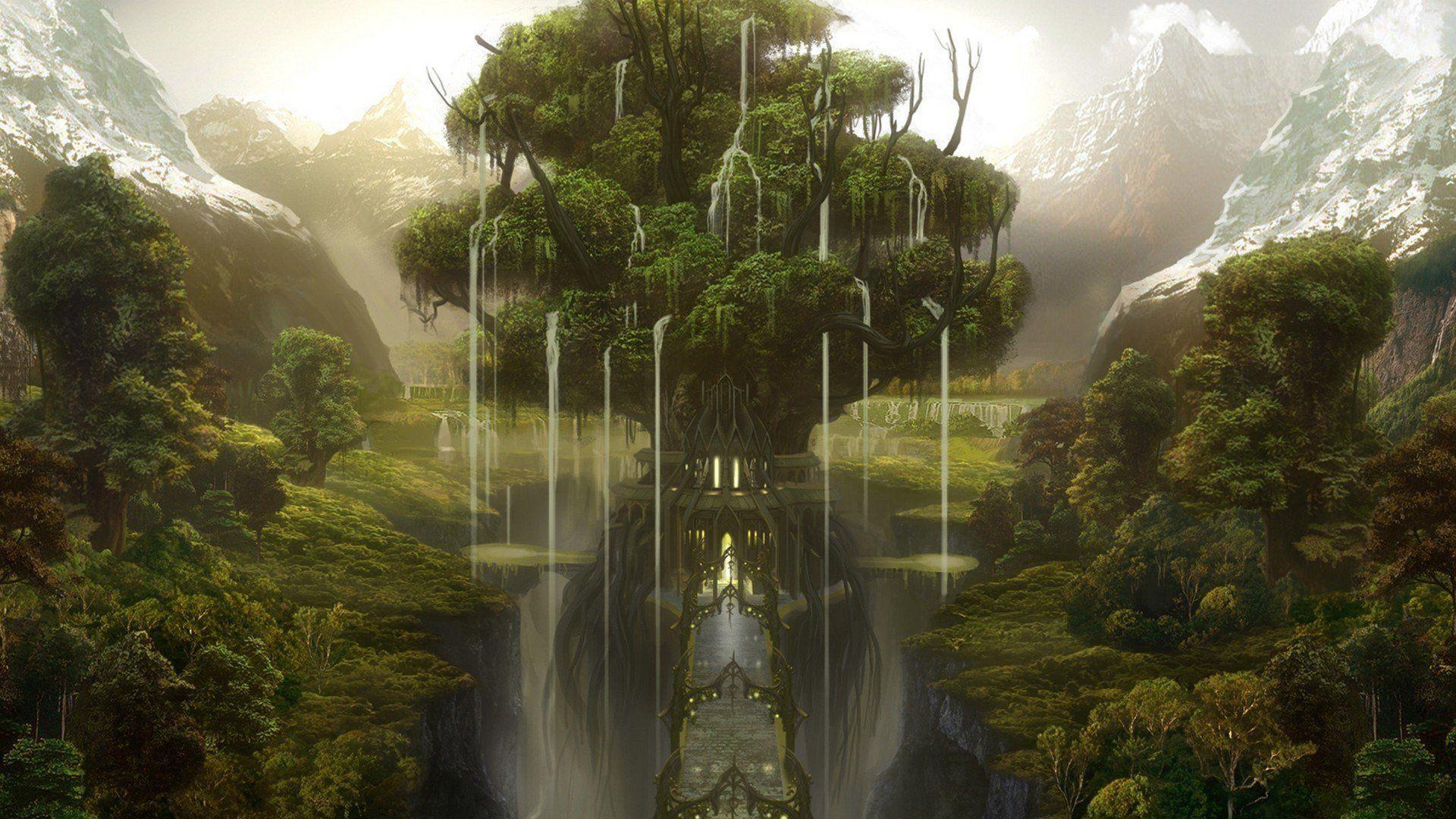 Tree of life fantasy world wallpaperx1080