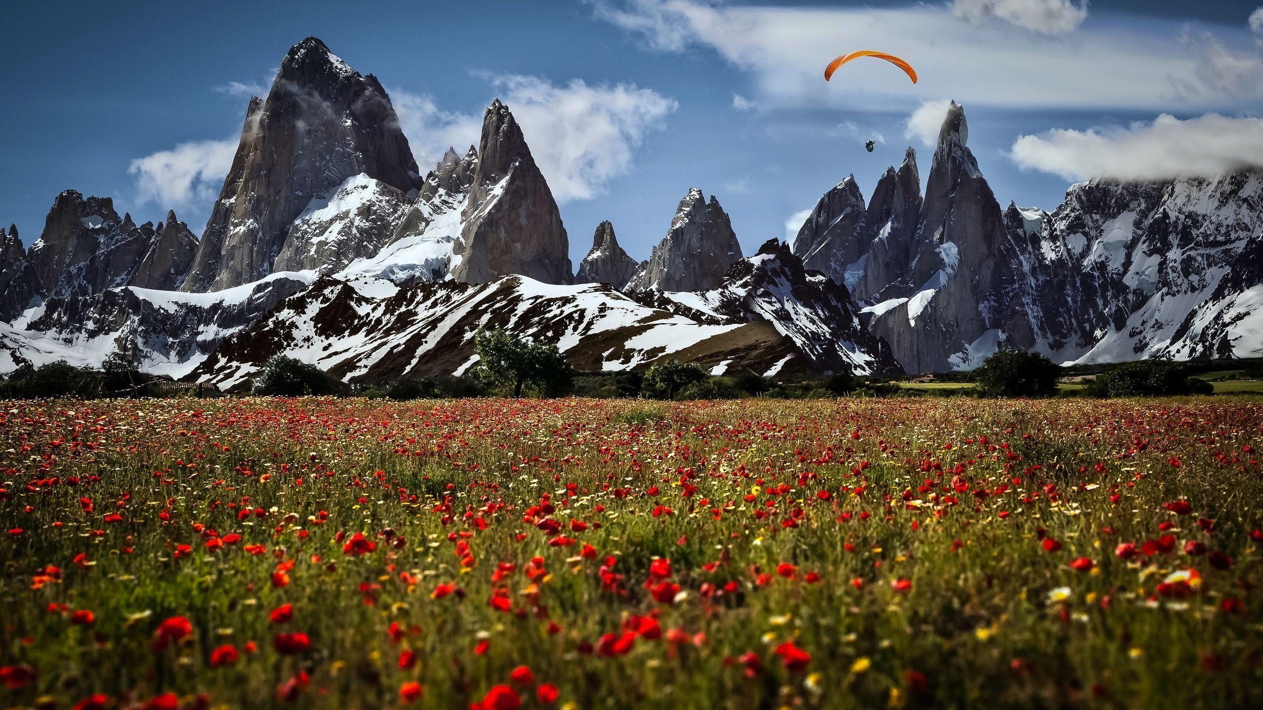 Skydiving Over Fitz Roy Wallpaper