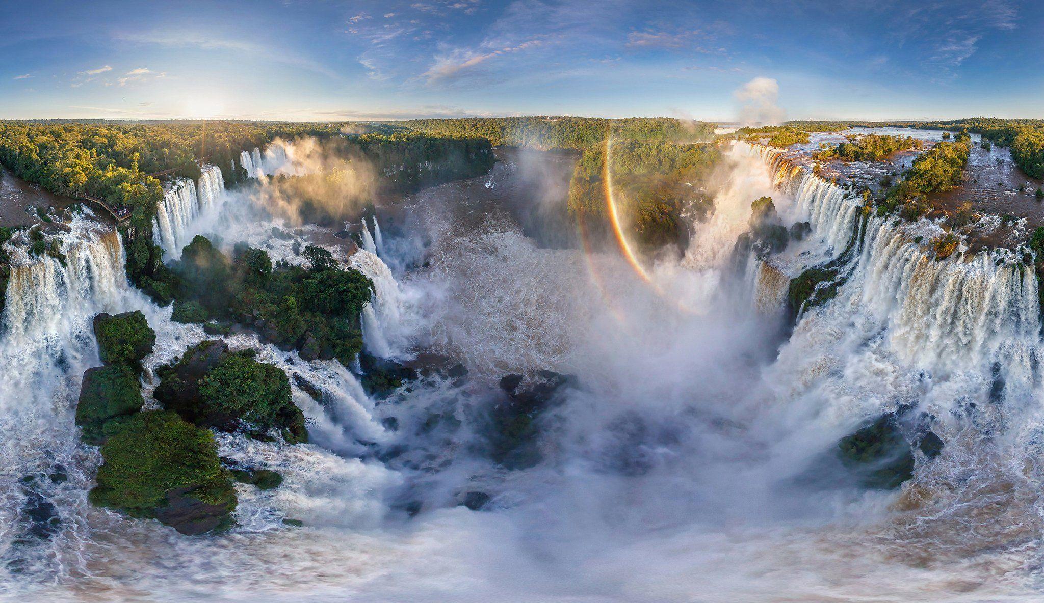 south america argentina brazil waterfalls iguazu rainbow HD wallpapers