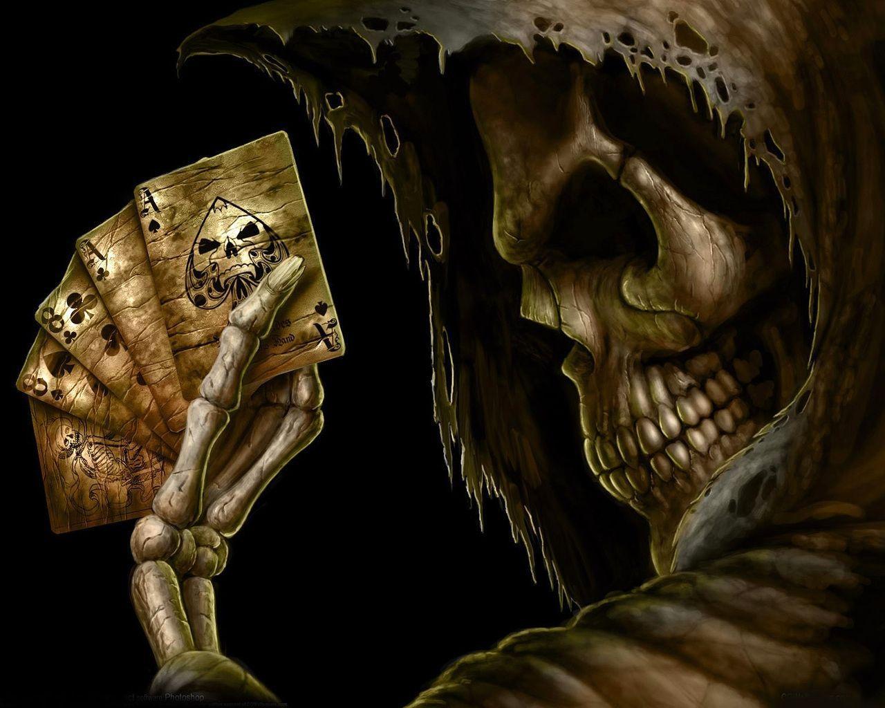 gothic playing cards. Skeleton Card Player wallpaper from Skulls