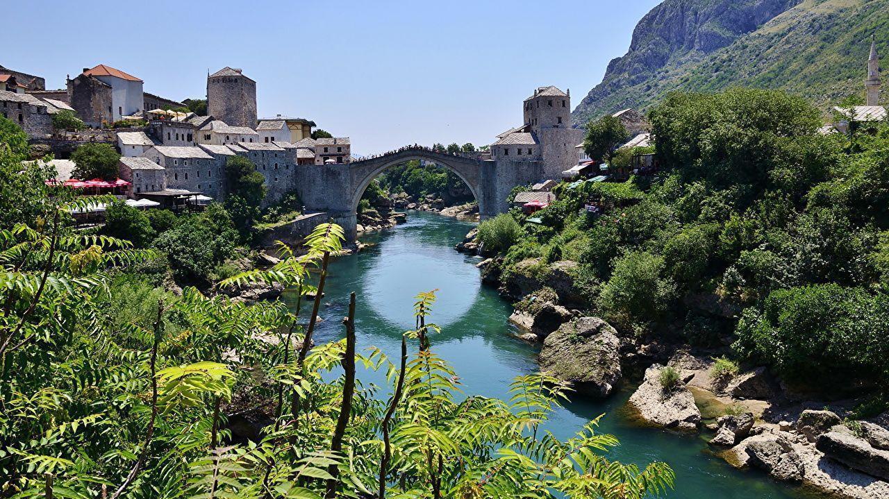 Bosnia and Herzegovina Mostar Bridges Rivers Cities