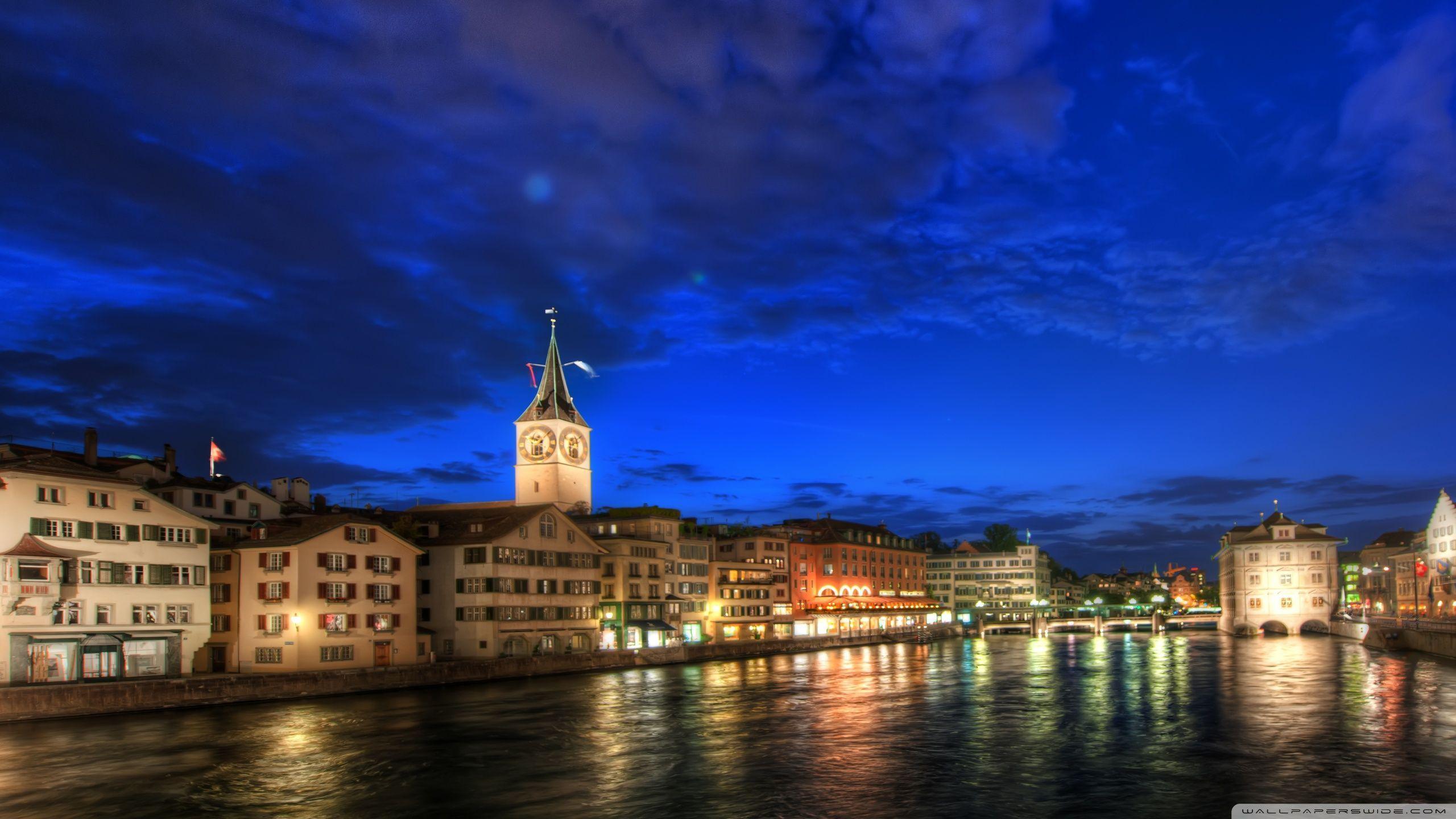 Zurich At Night, HDR HD desktop wallpaper, High Definition