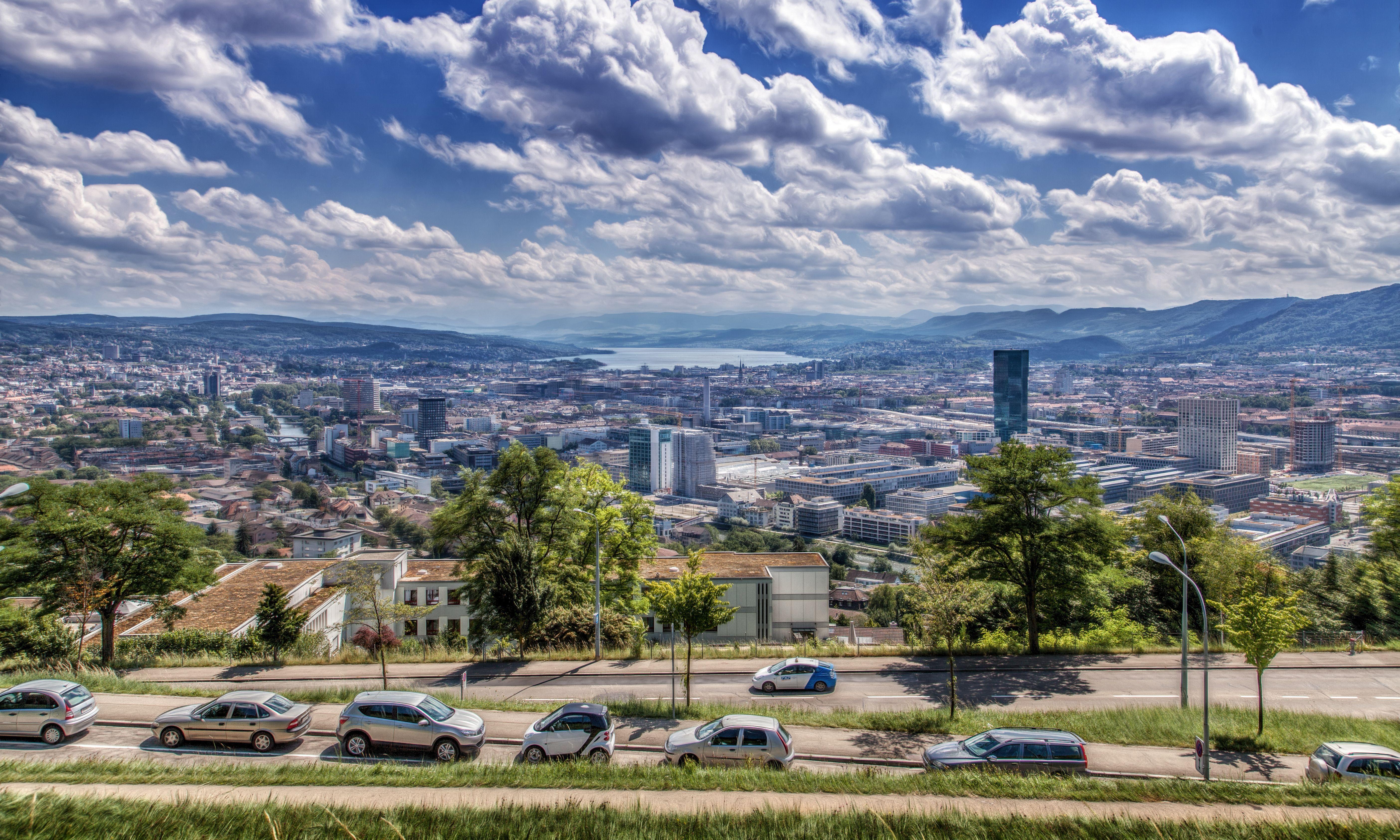 Zurich Cities Switzerland Cloud Townscape 5K Retina Heavenly