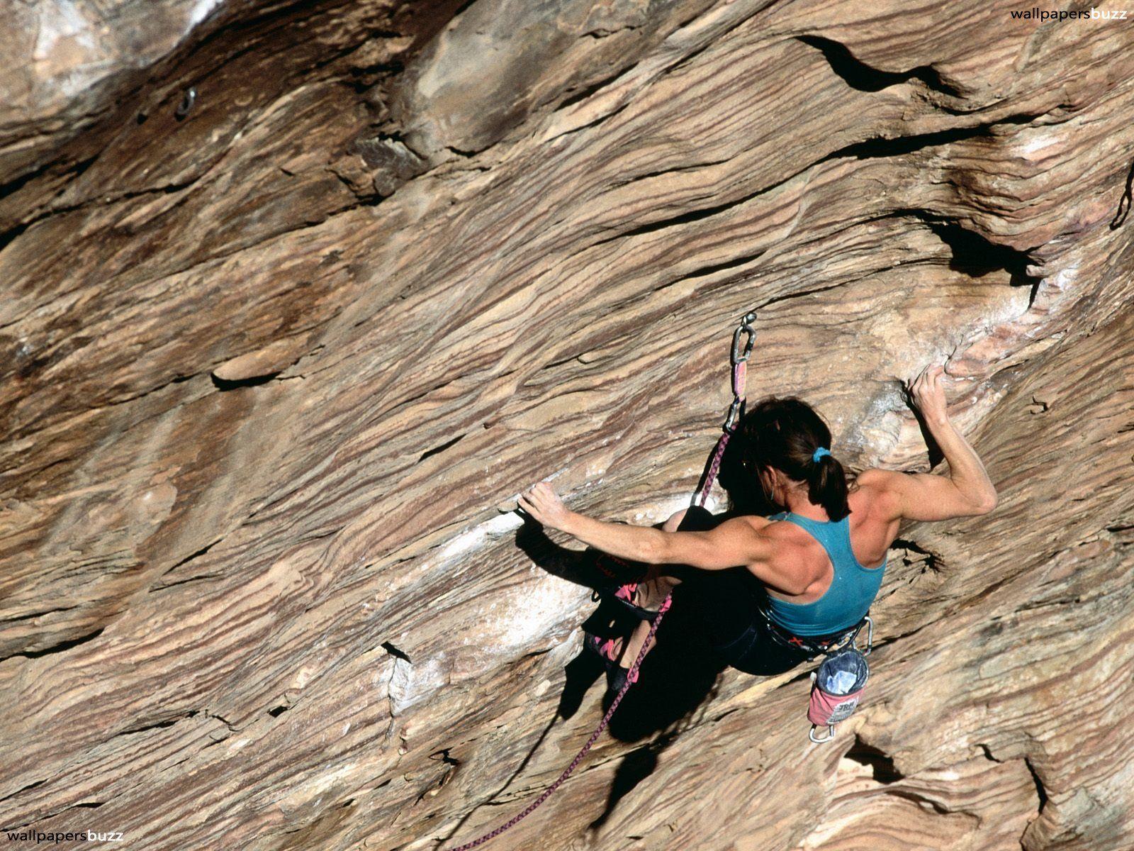 Alpinist among the rocks HD Wallpaper