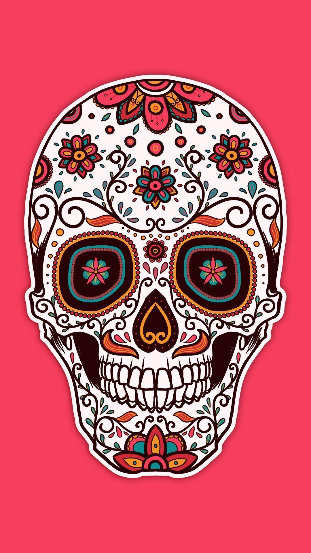 Pink Sugar Skull HD Wallpaper For Your Mobile Phone