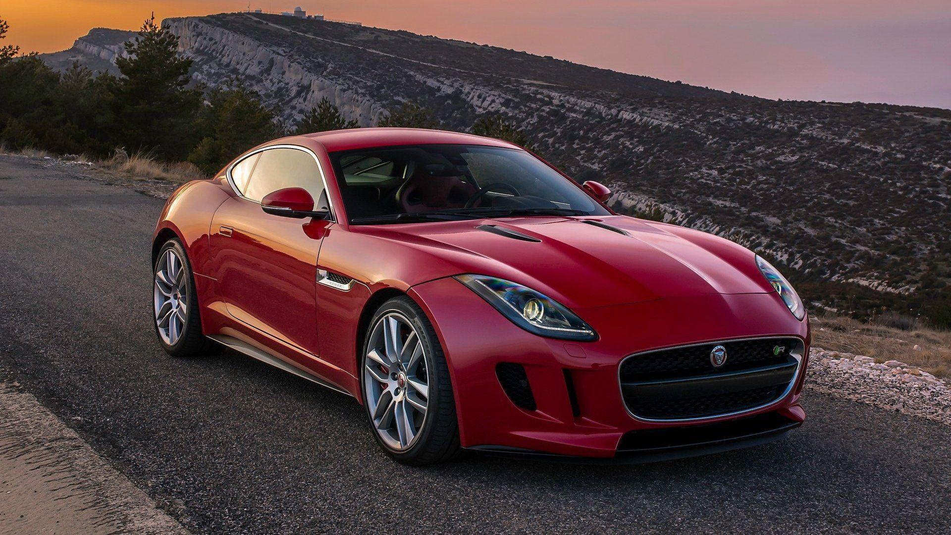 Download Wallpaper 1920x1080 Jaguar, F Type, Red, Side View, Coupe