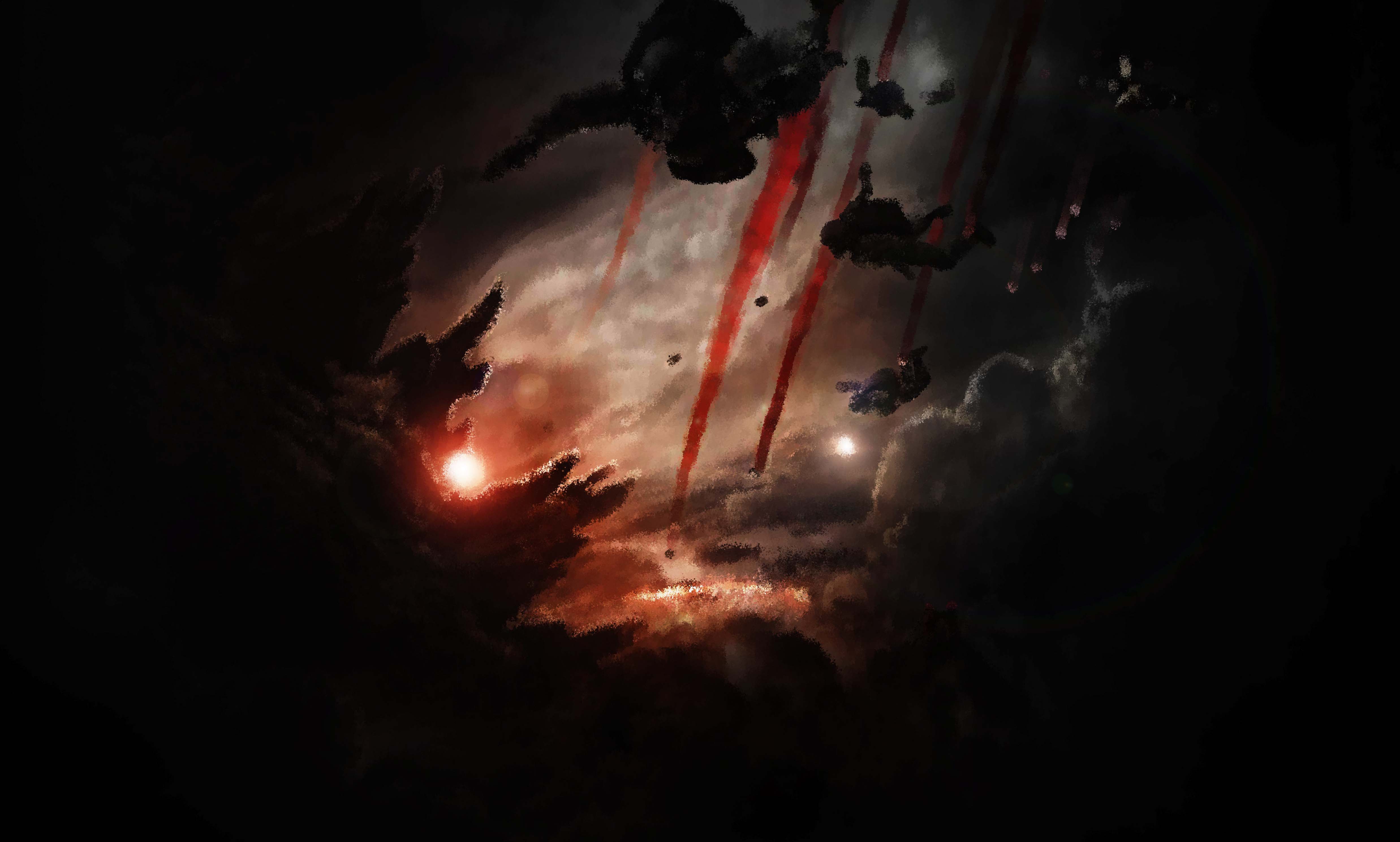 Godzilla, BlackInk, Dark, Flares, Paratroopers Wallpaper HD