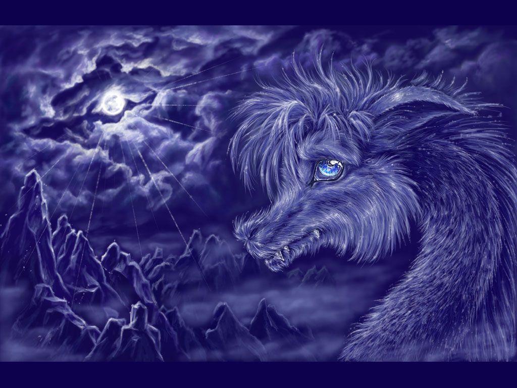 Silver Moon Dragon wallpaper. Purple