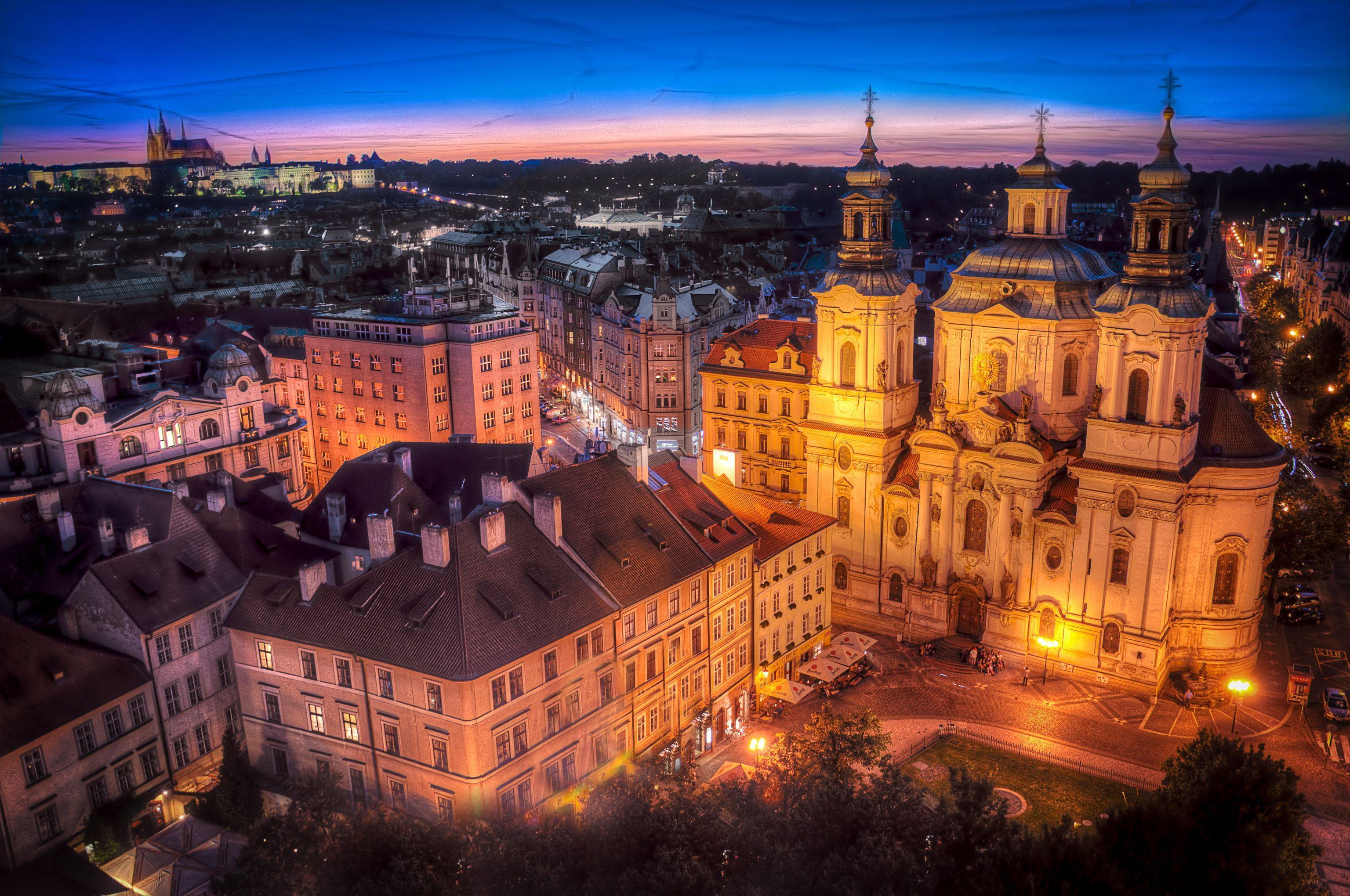 Czech Republic Houses Prague Night wallpaperx2040