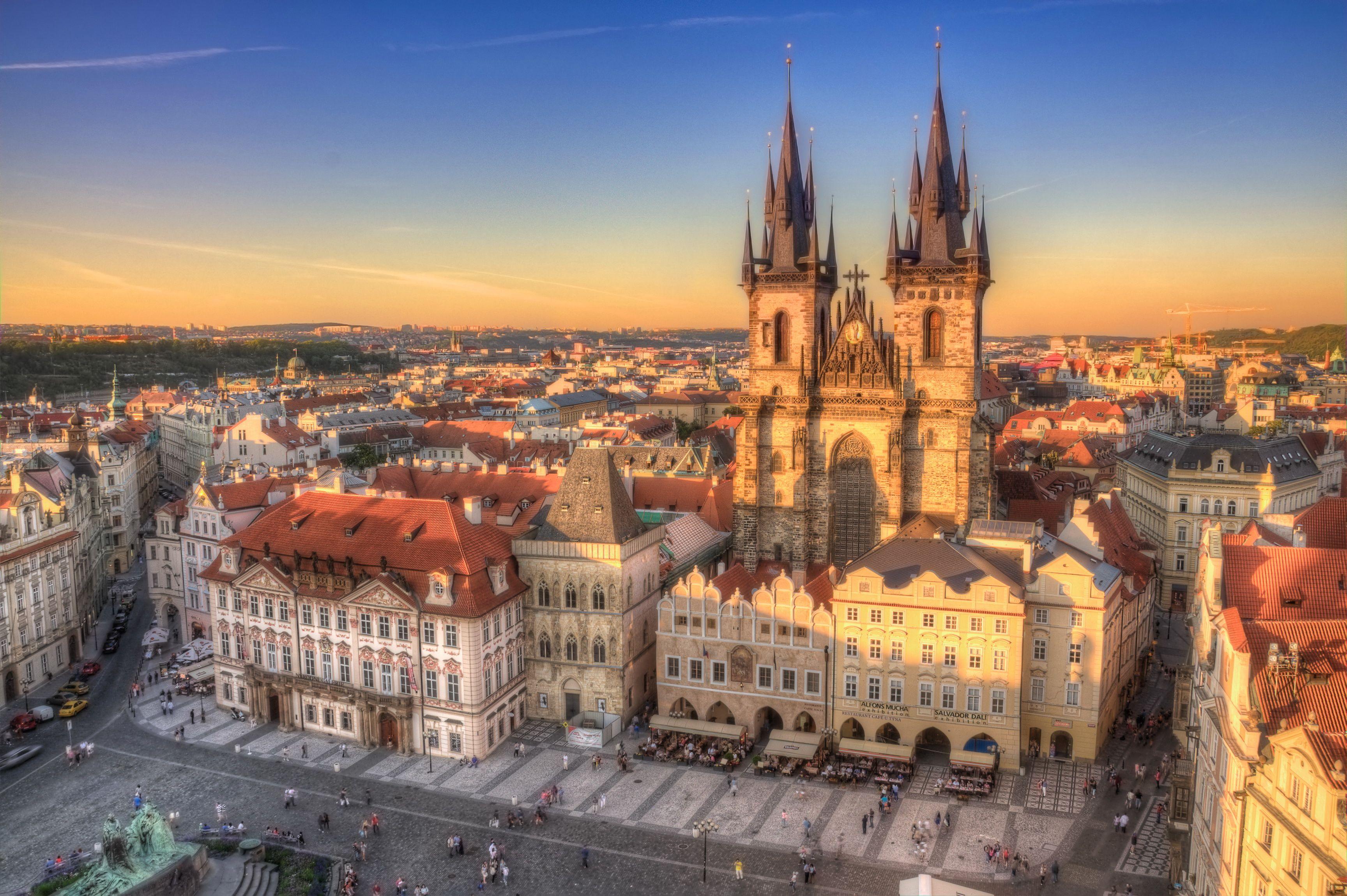 Pictures Prague Czech Republic HDR From above Cities 3456x2300