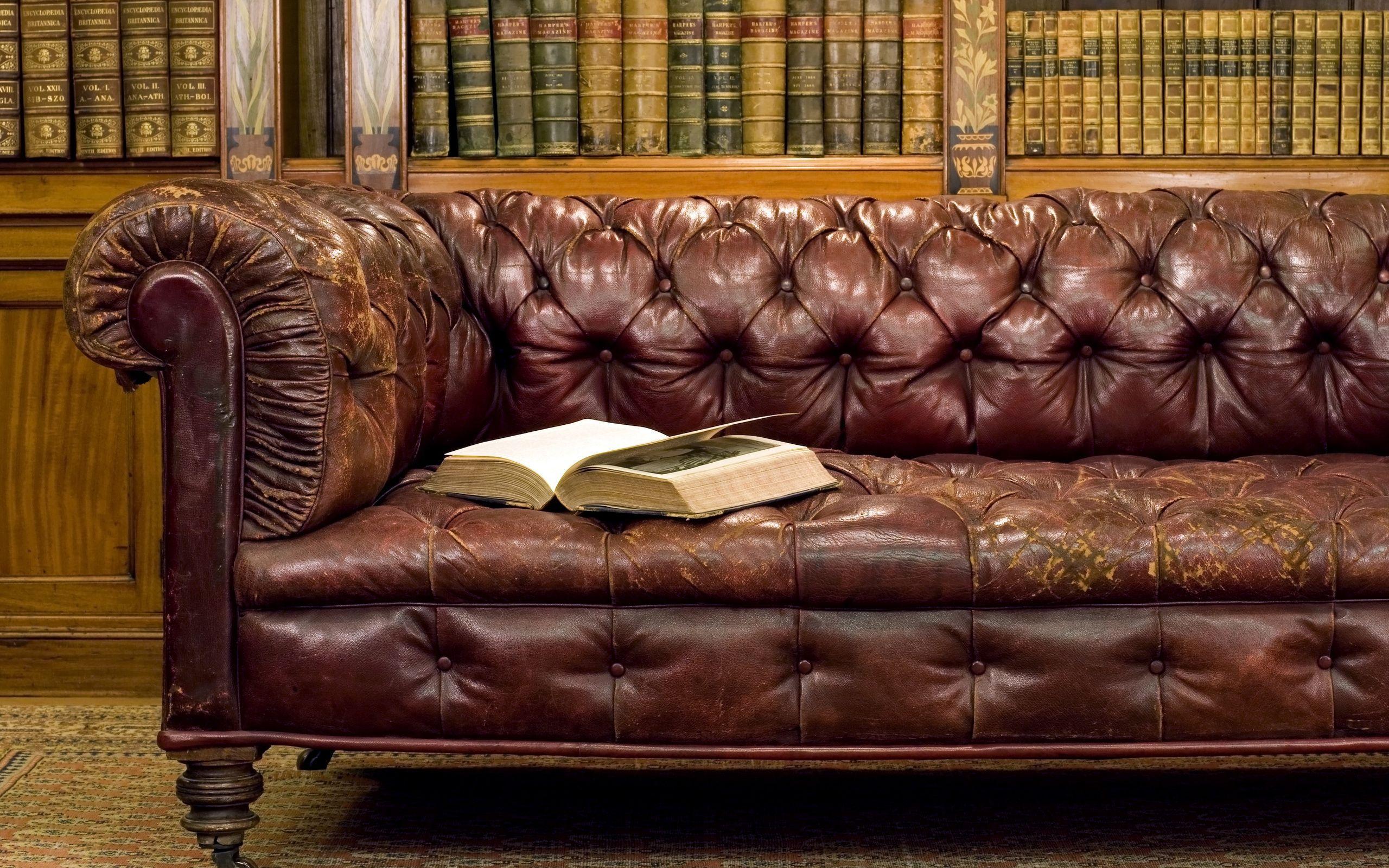 Style, Antiques, Sofa, Books, Library, Old Wallpaper