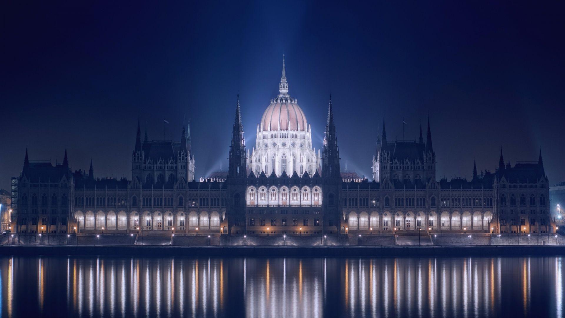 Blue Hungarian Parliament Building Wallpaper