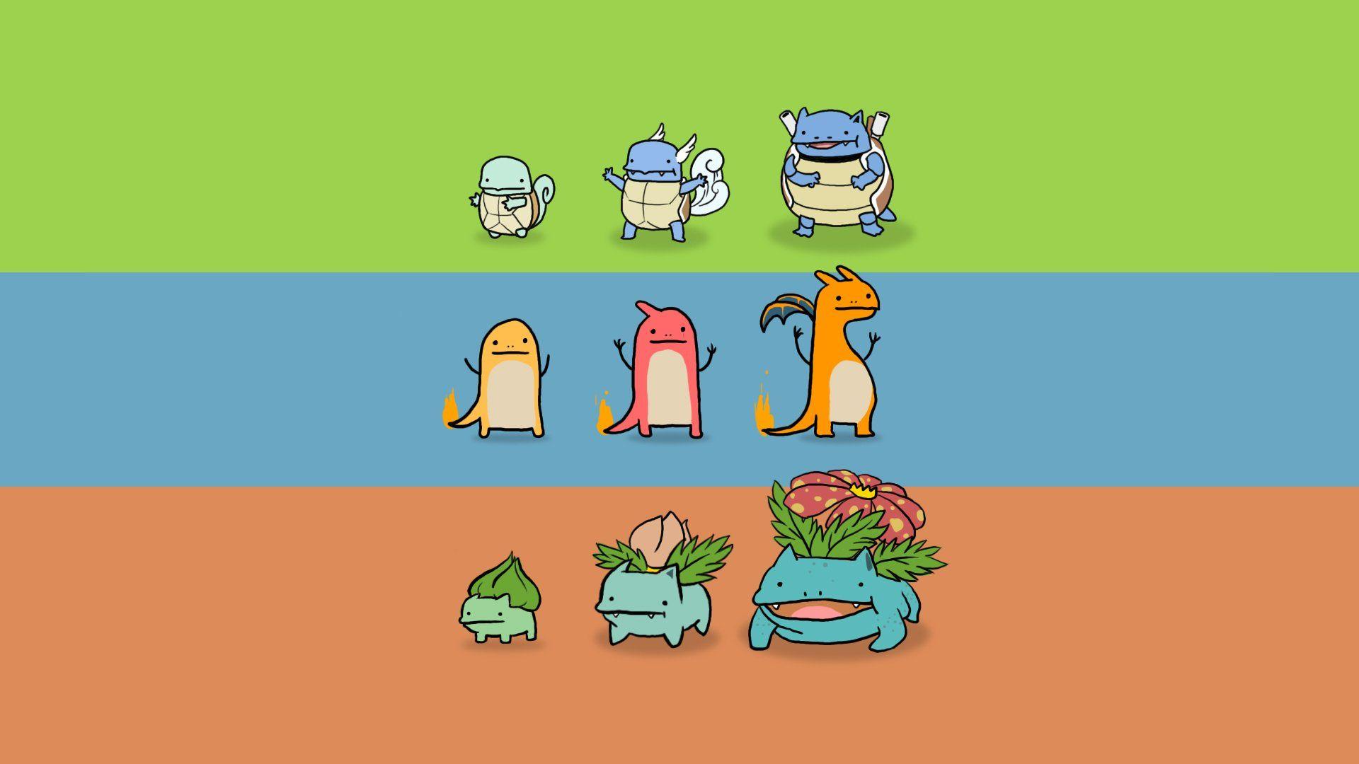 Squirtle, Blastoise and Charizard (Pokémon) HD Wallpaper