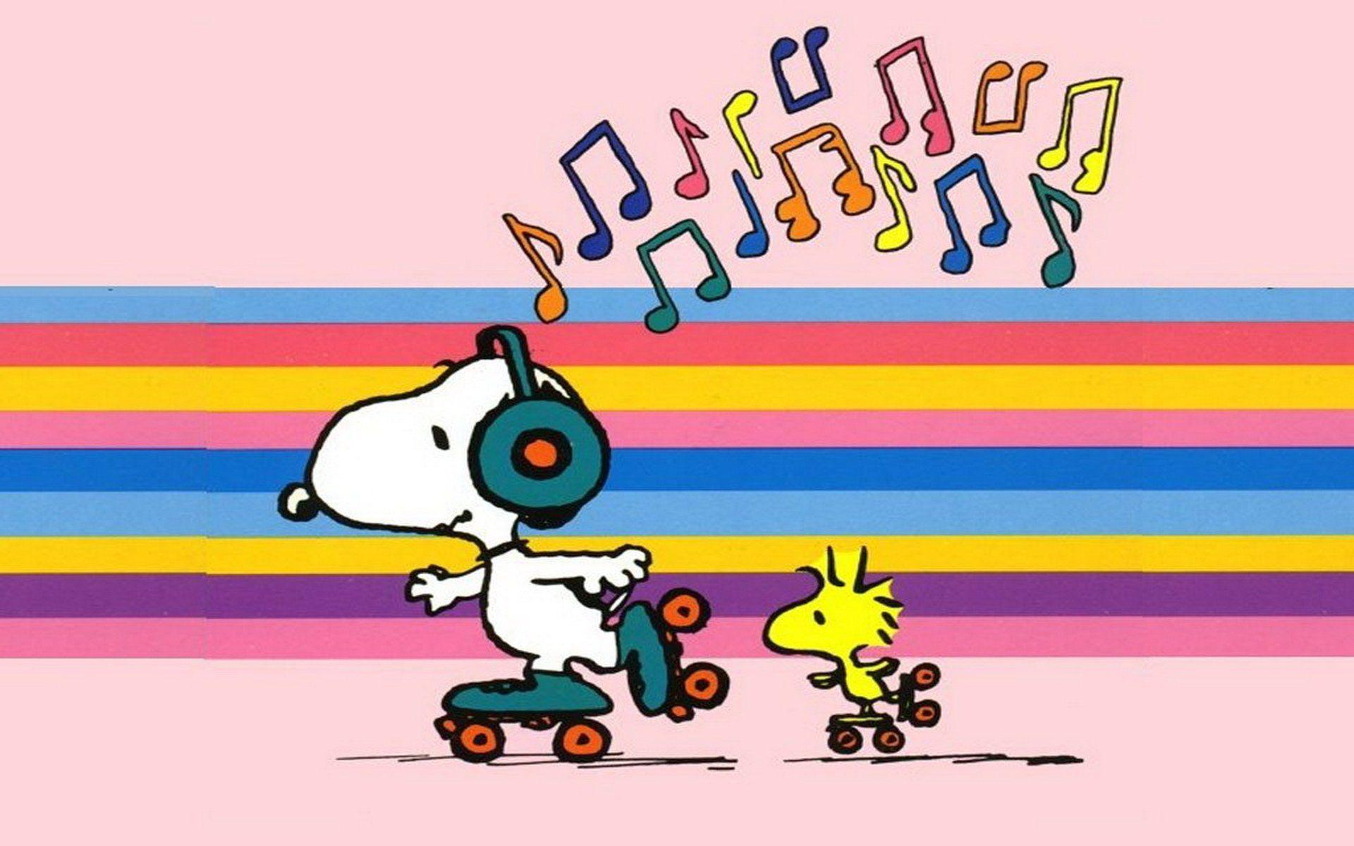 Snoopy and Woodstock listening to Music HD Wallpaper