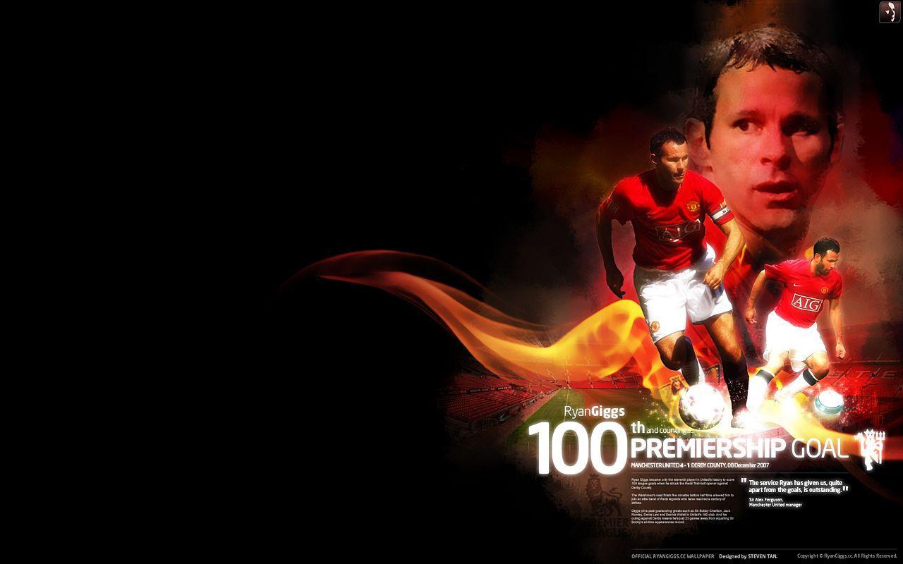 100th League Goal. Ryan Giggs. Legend of Manchester United & Wales