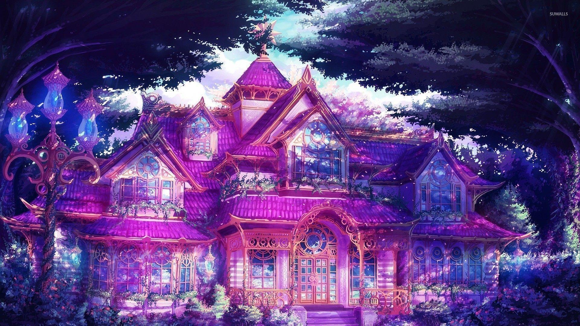 Magical mansion in the forest wallpaper Art wallpaper