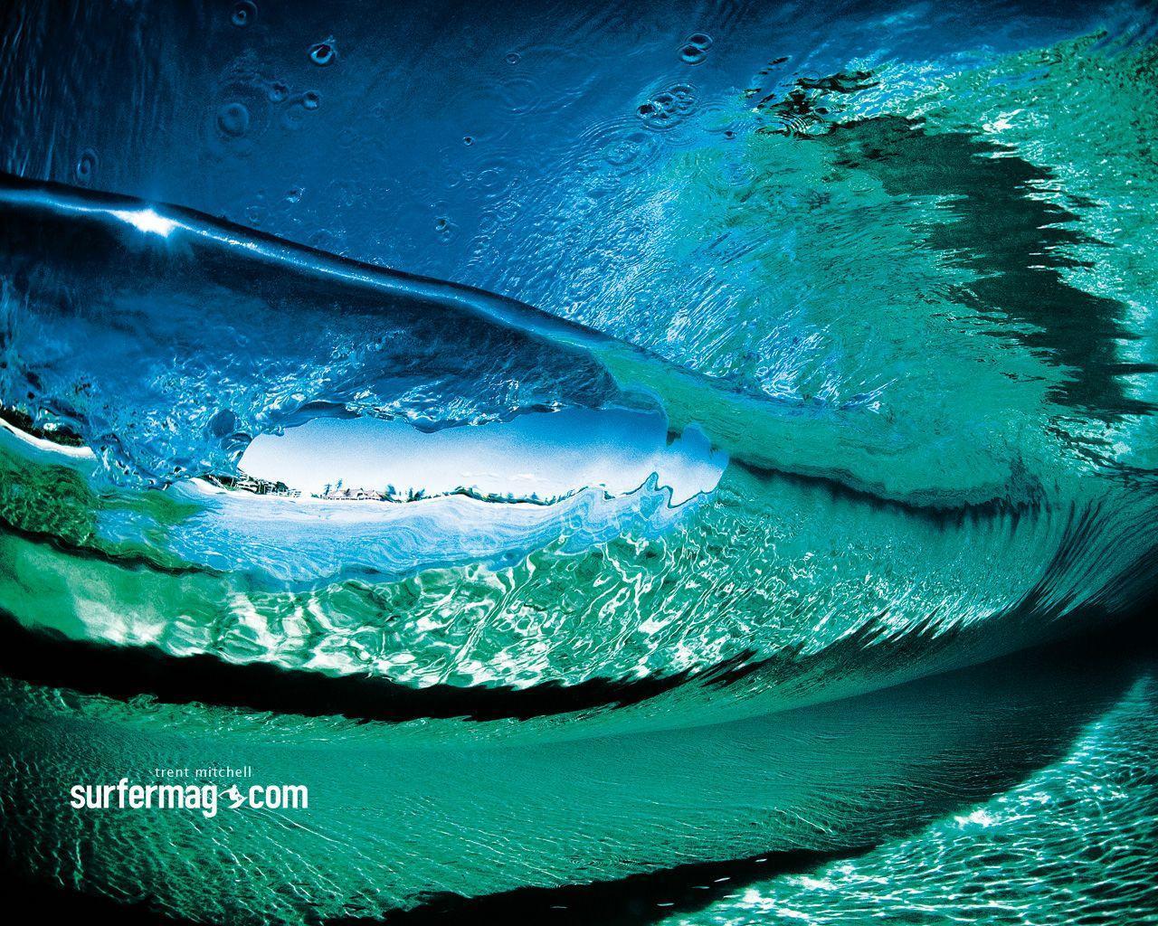 Surfing Under Wave Wallpaper. Blue and green inspiration