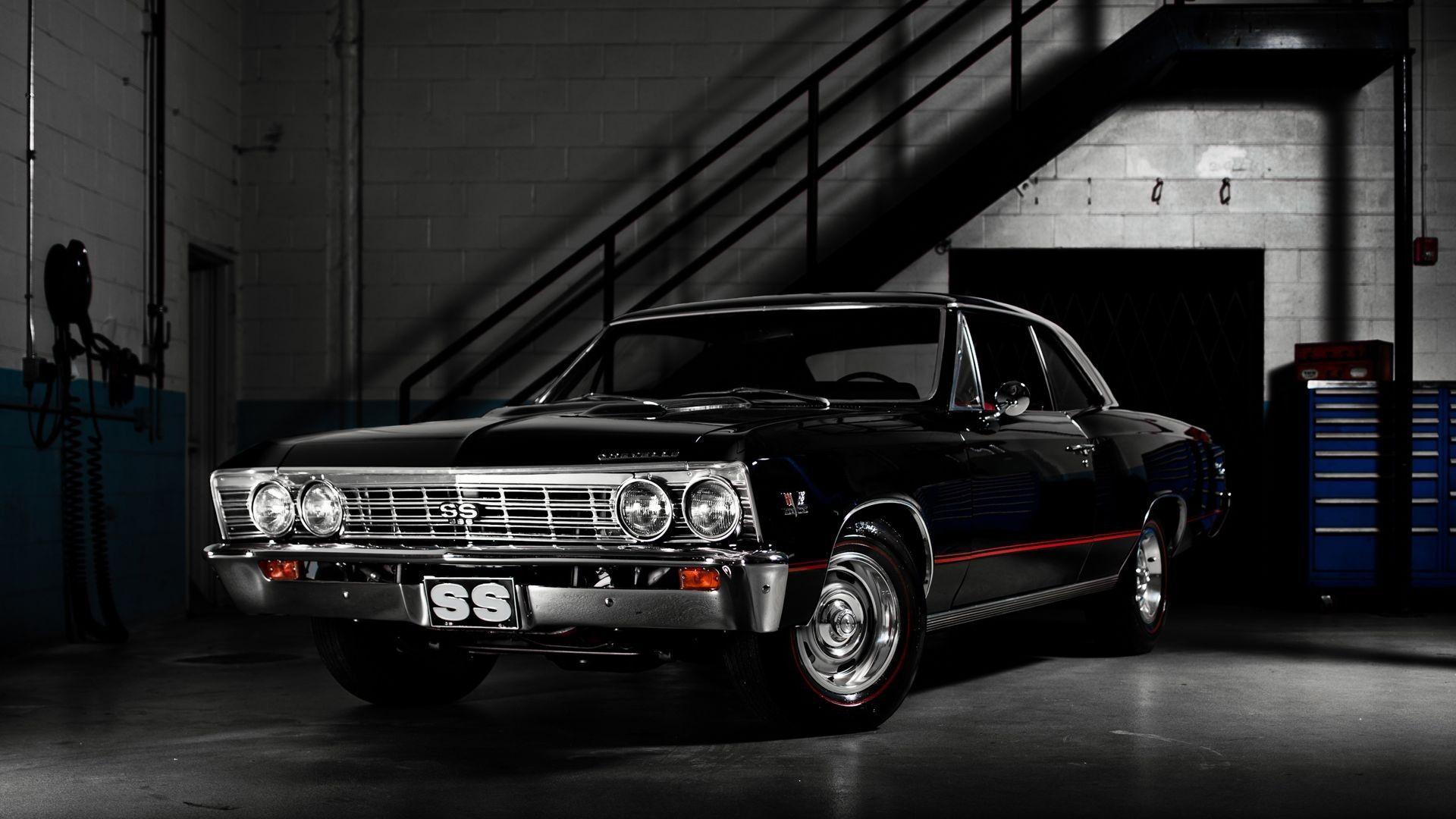 American Cars Black Chevelle Chevrolet SS Classic Muscle Wallpaper