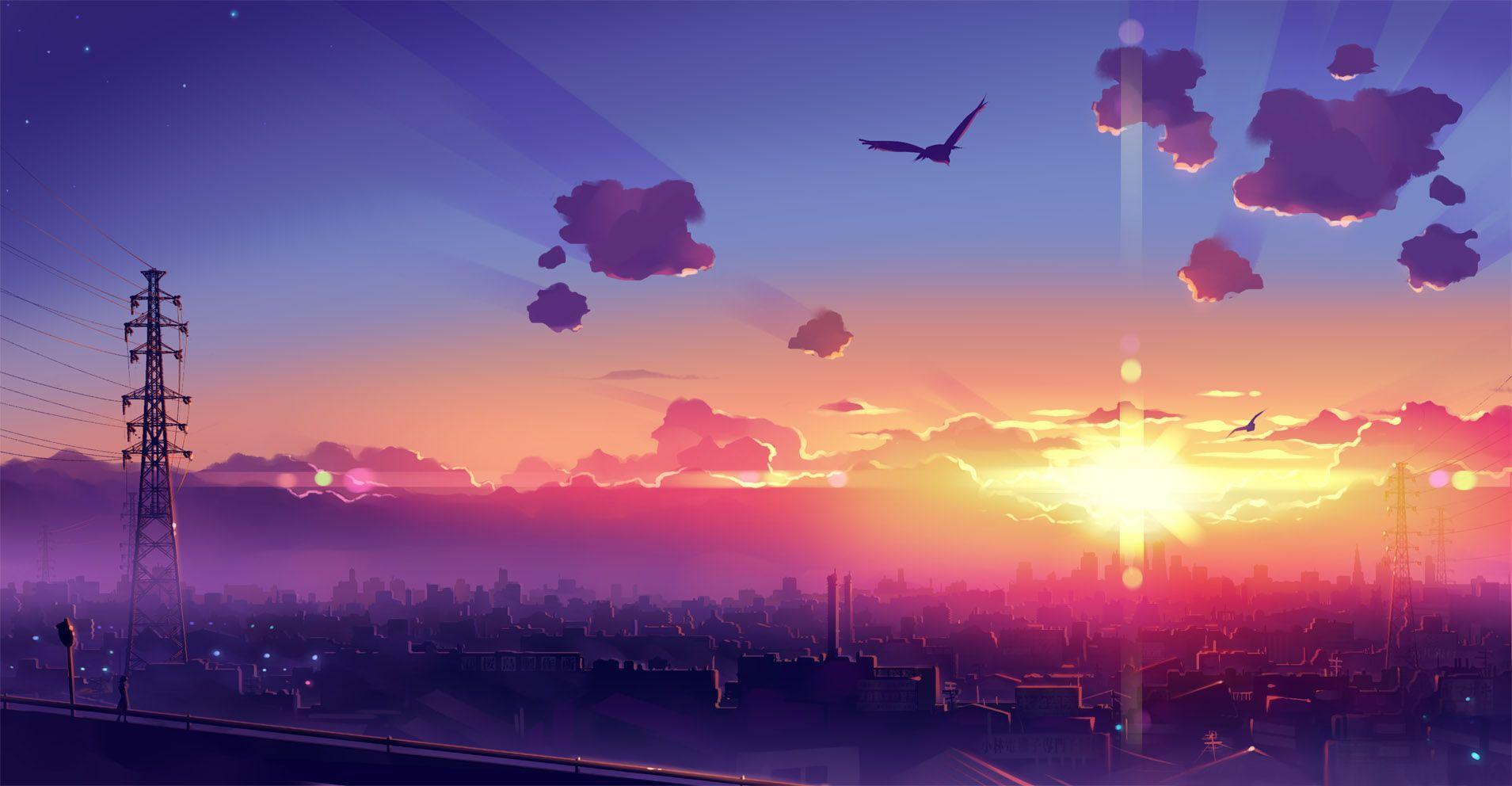 Download Beautiful Anime Scenery Cloud Painting Wallpaper  Wallpaperscom