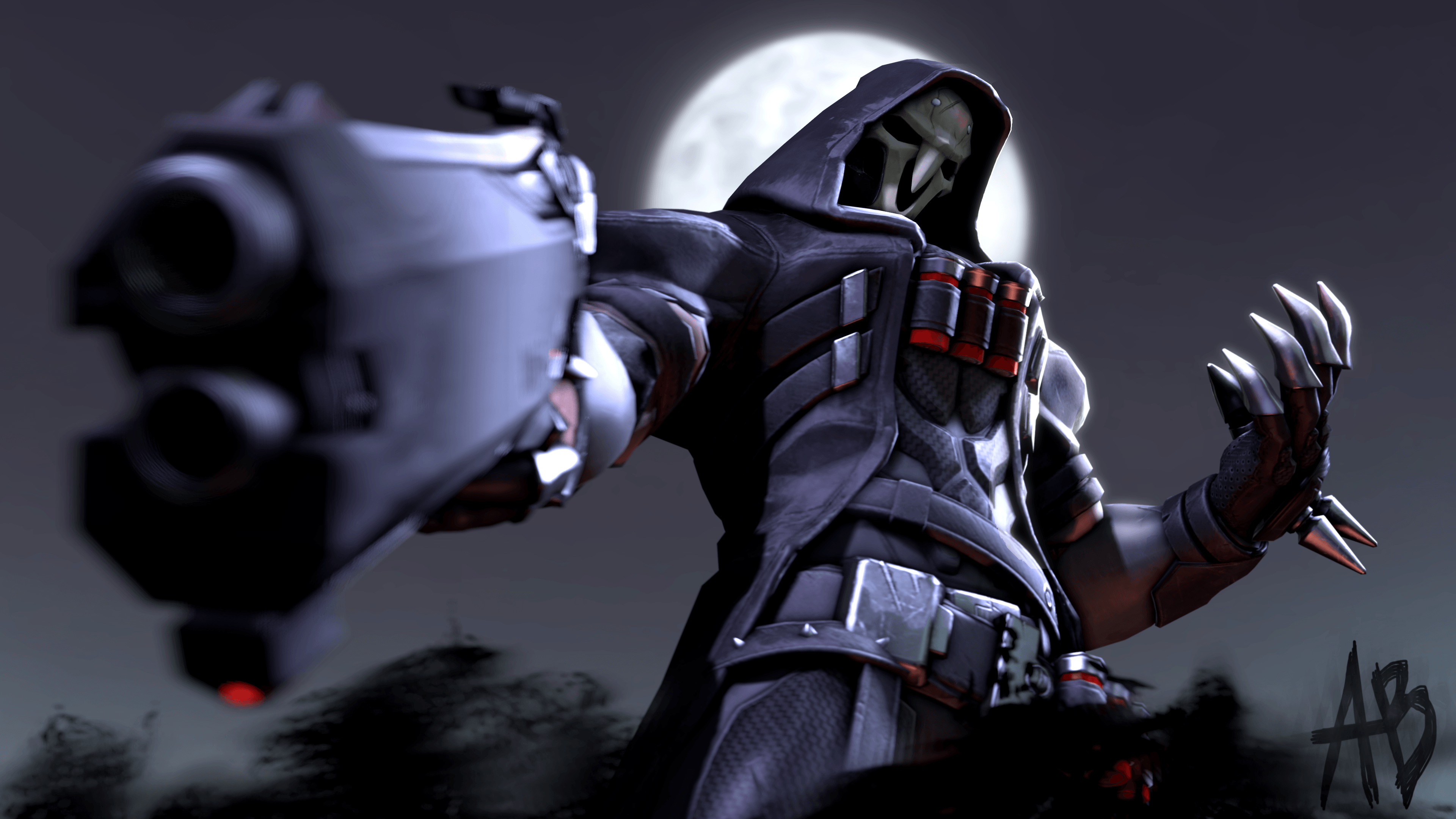 Overwatch video game  Gabriel Reyes as Reaper 2K wallpaper download