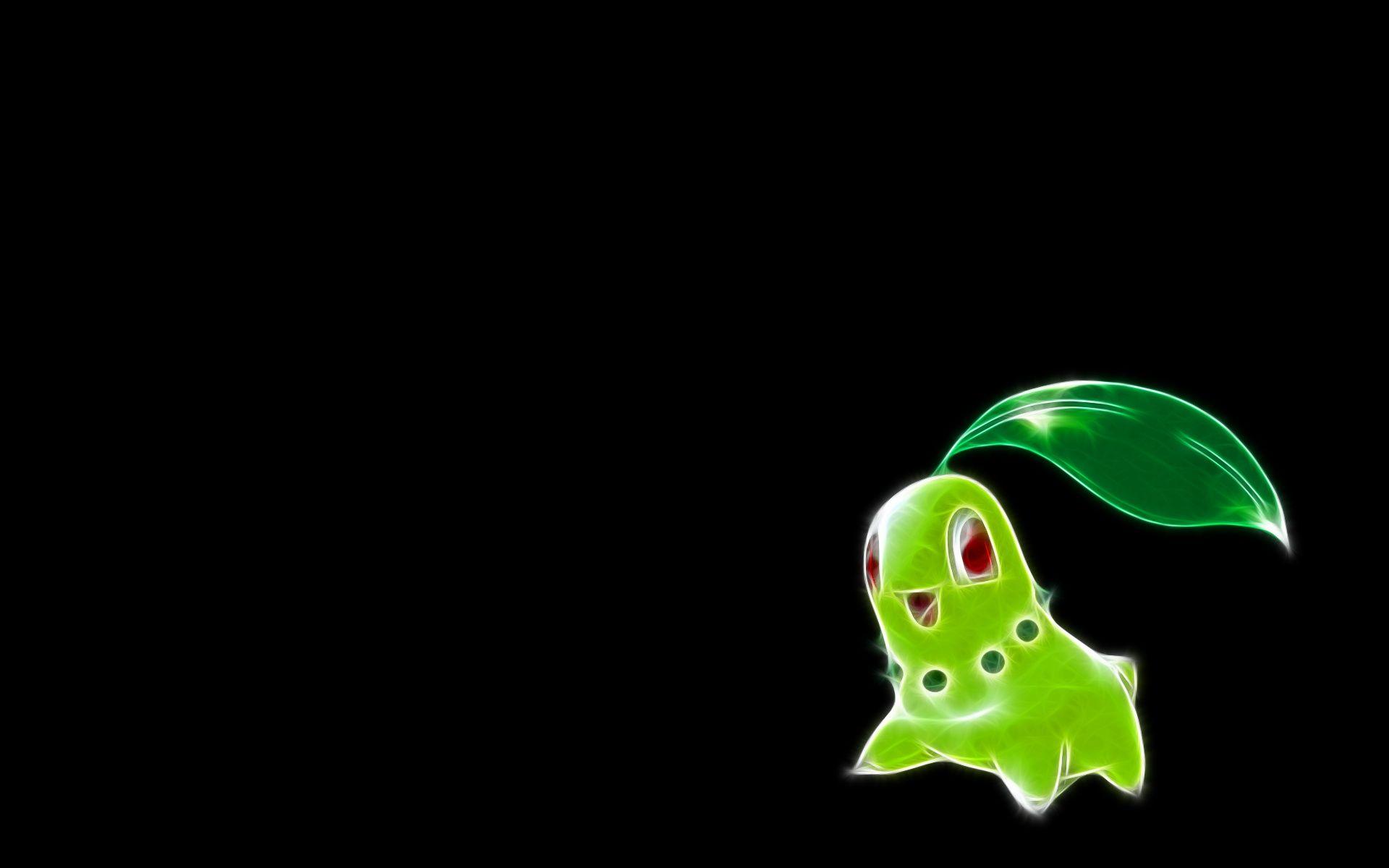 Pokemon simple background Chikorita black