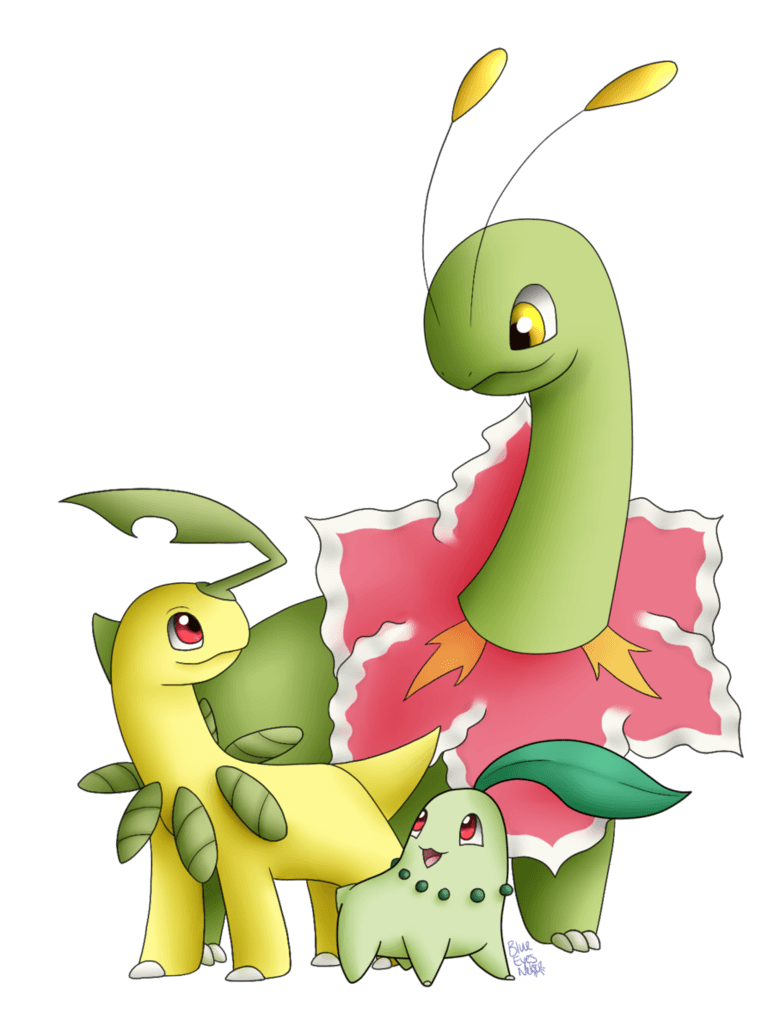 Pokemon: Chikorita Bayleaf Meganium. Type: Grass. Used