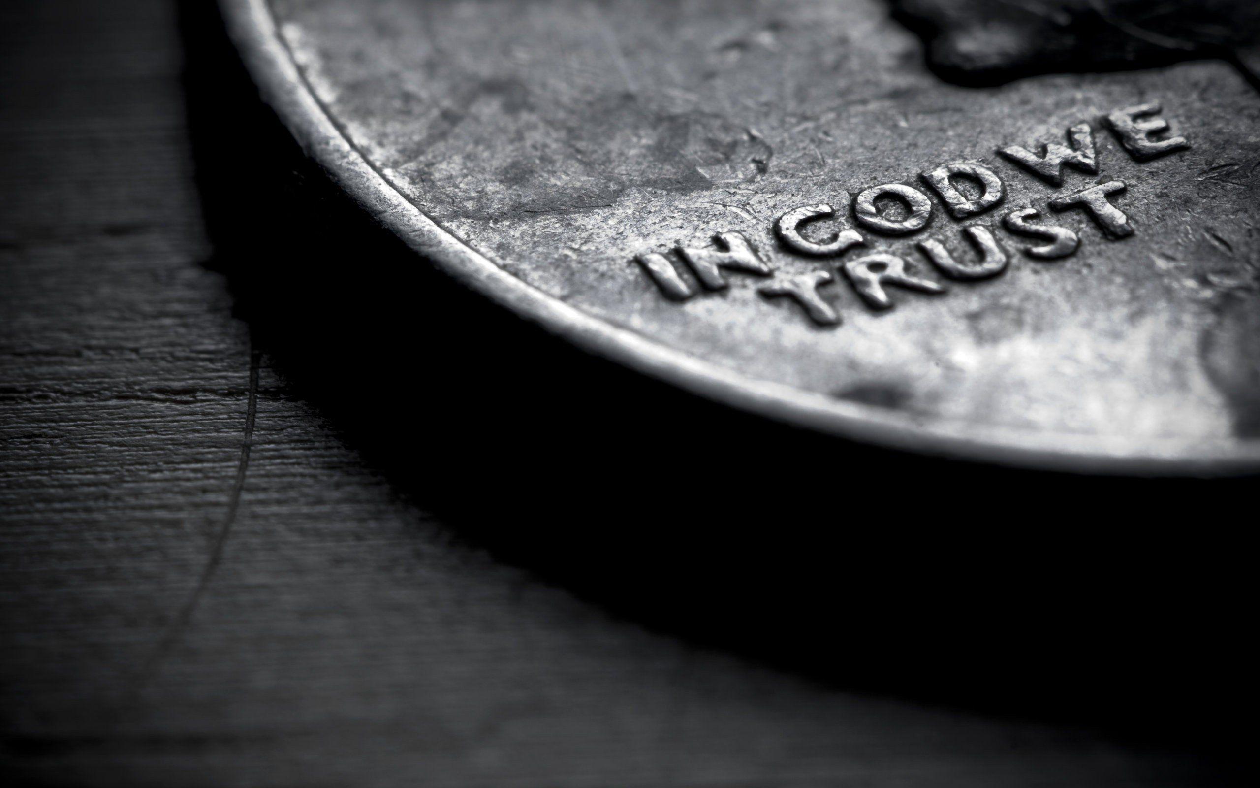 Close Up Coins Money Text God Trust Wallpaperx1600