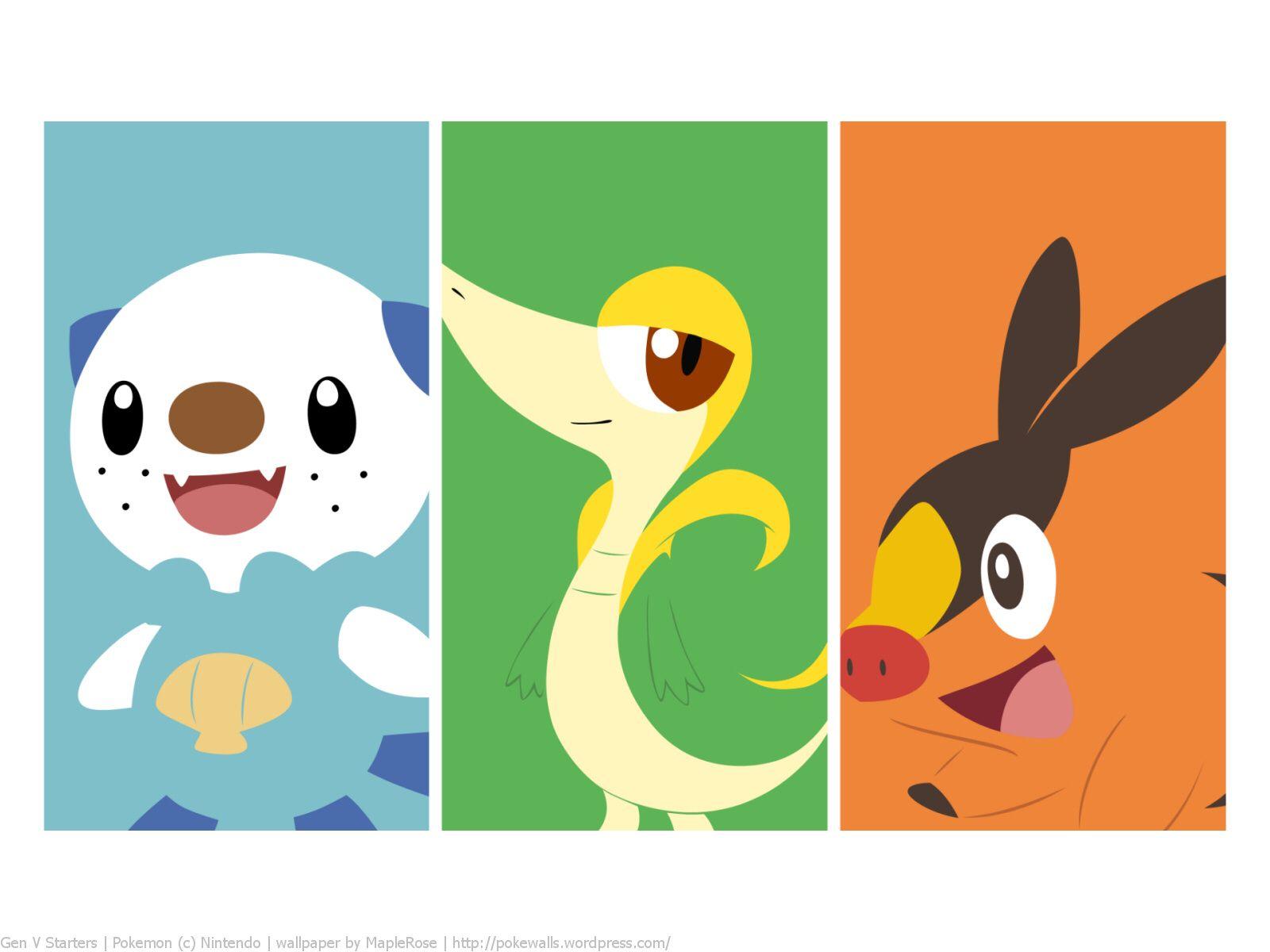 Pokemon gen 5 starters wallpaper. #snivy #tepig #oshawott