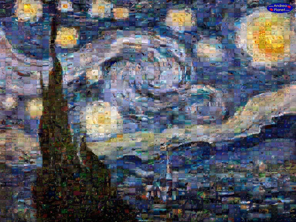 A Starry Night Gogh Art photographic mosaic Wallpaper