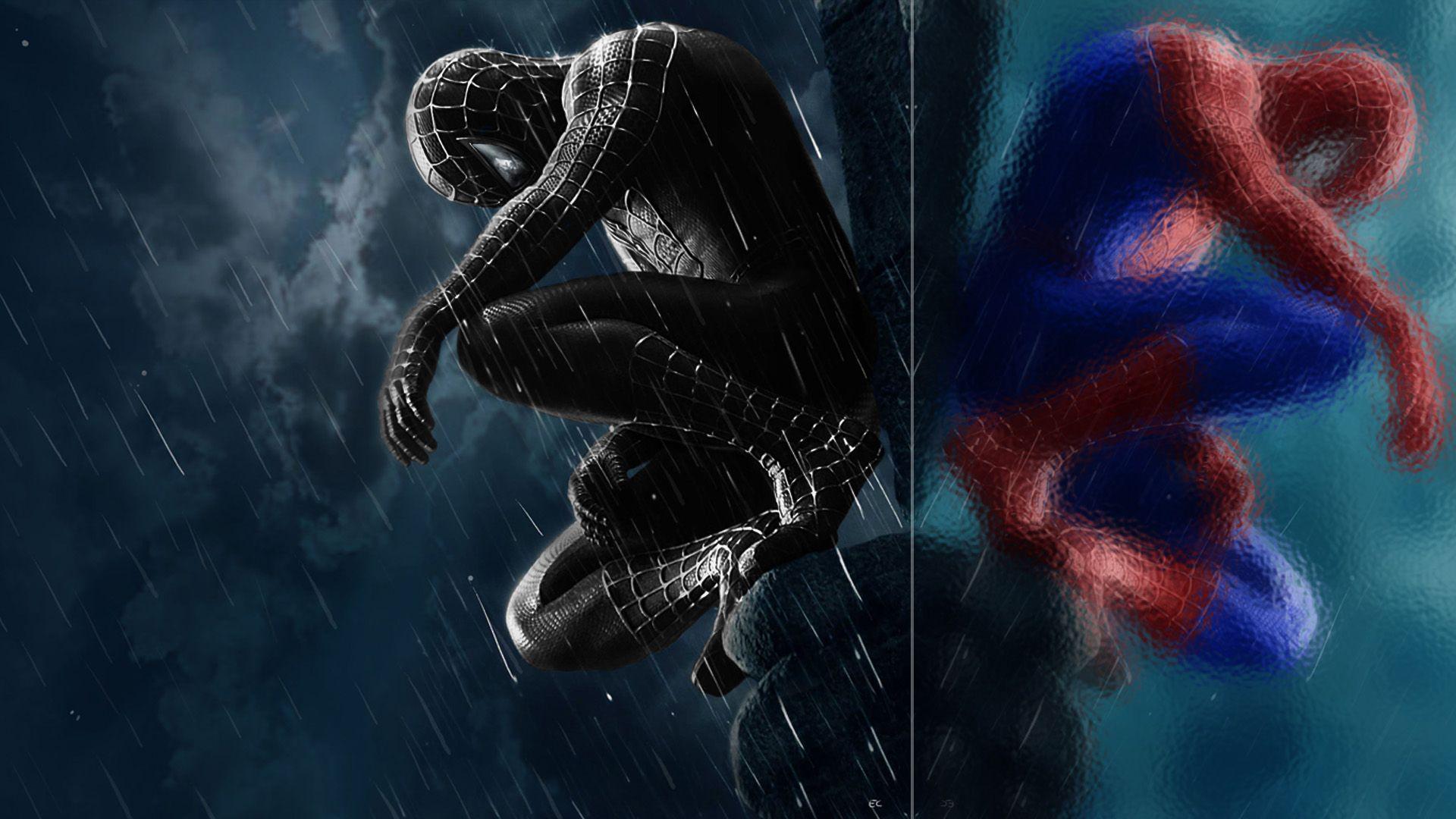 SpiderMan PS Black Suit HD wallpaper
