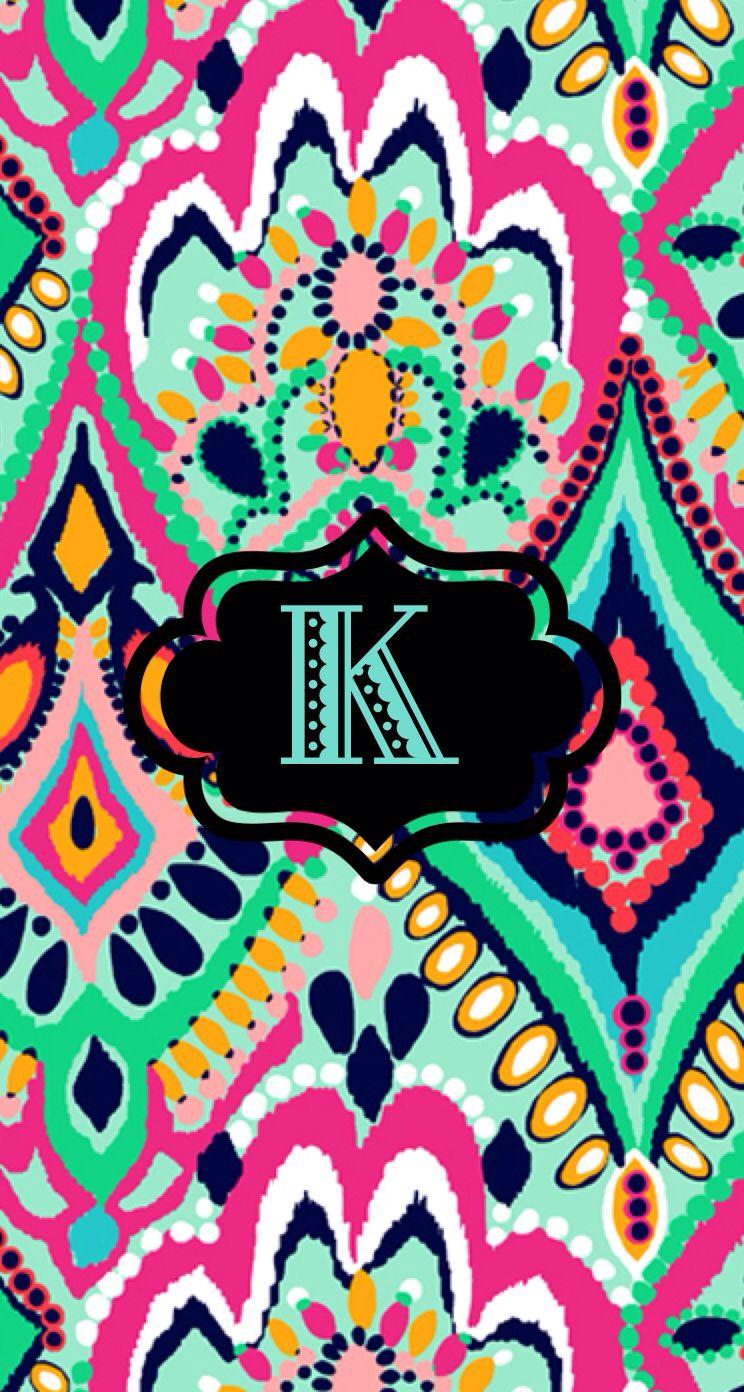 K monogram wallpaper by Kyla R. #LilyPulitzer. Initial This