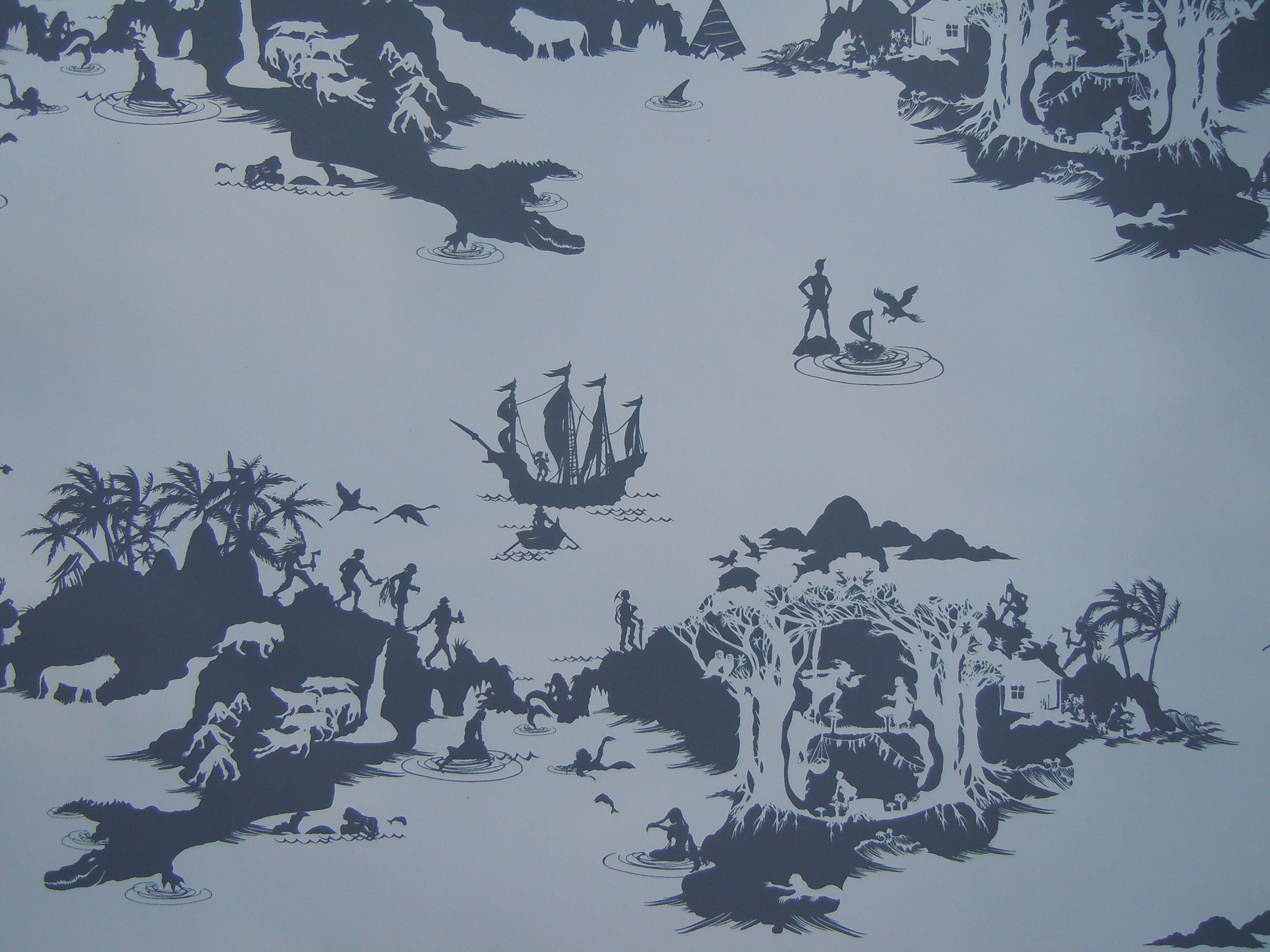 Peter Pan Wallpaper (Charcoal on Pale Grey) from Emma Molony