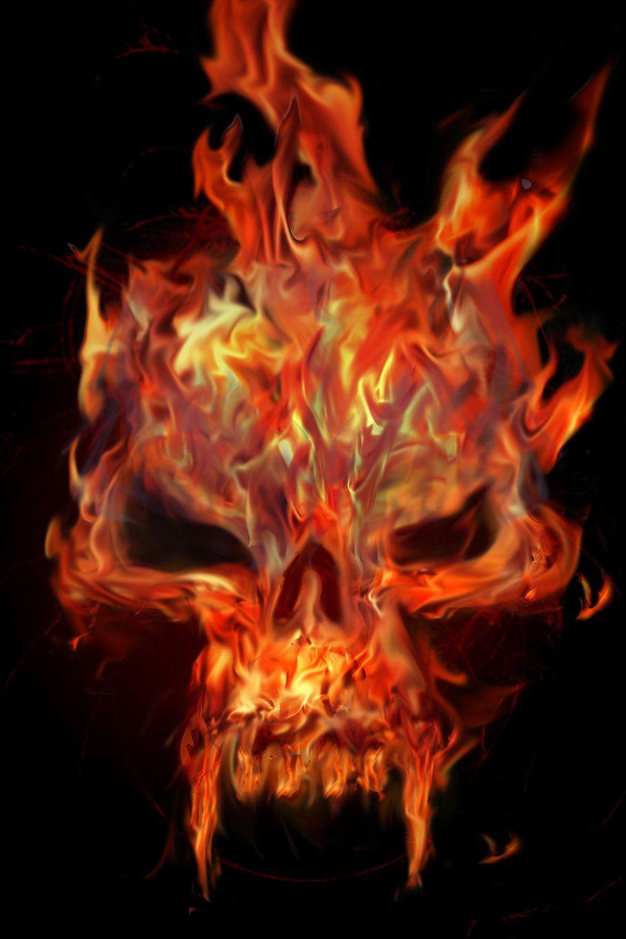 Wallpaper Skulls with Flames