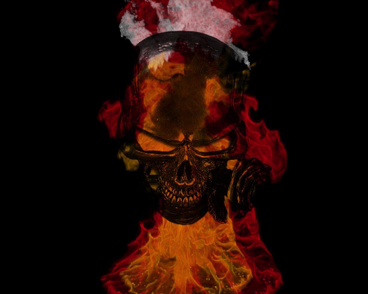 red fire skull wallpaper