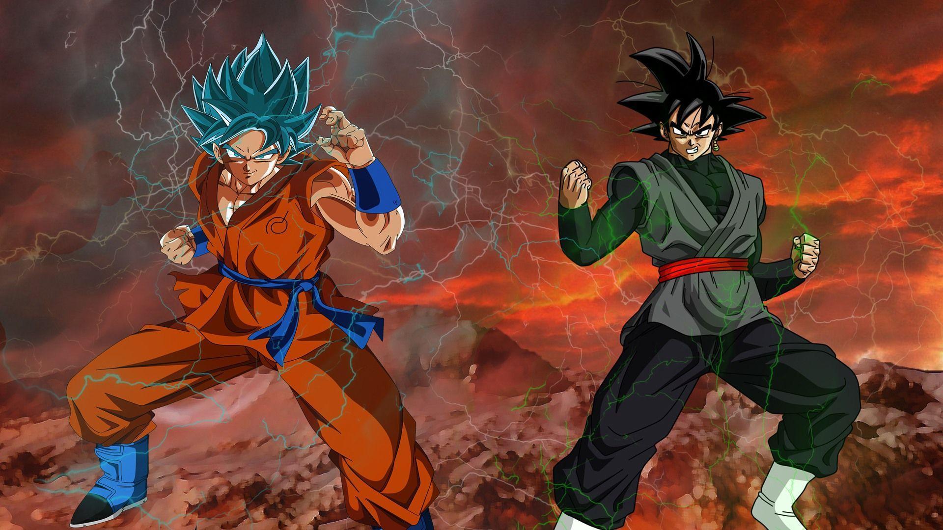 Goku Super Saiyan Blue vs Goku Black. Wallpaper