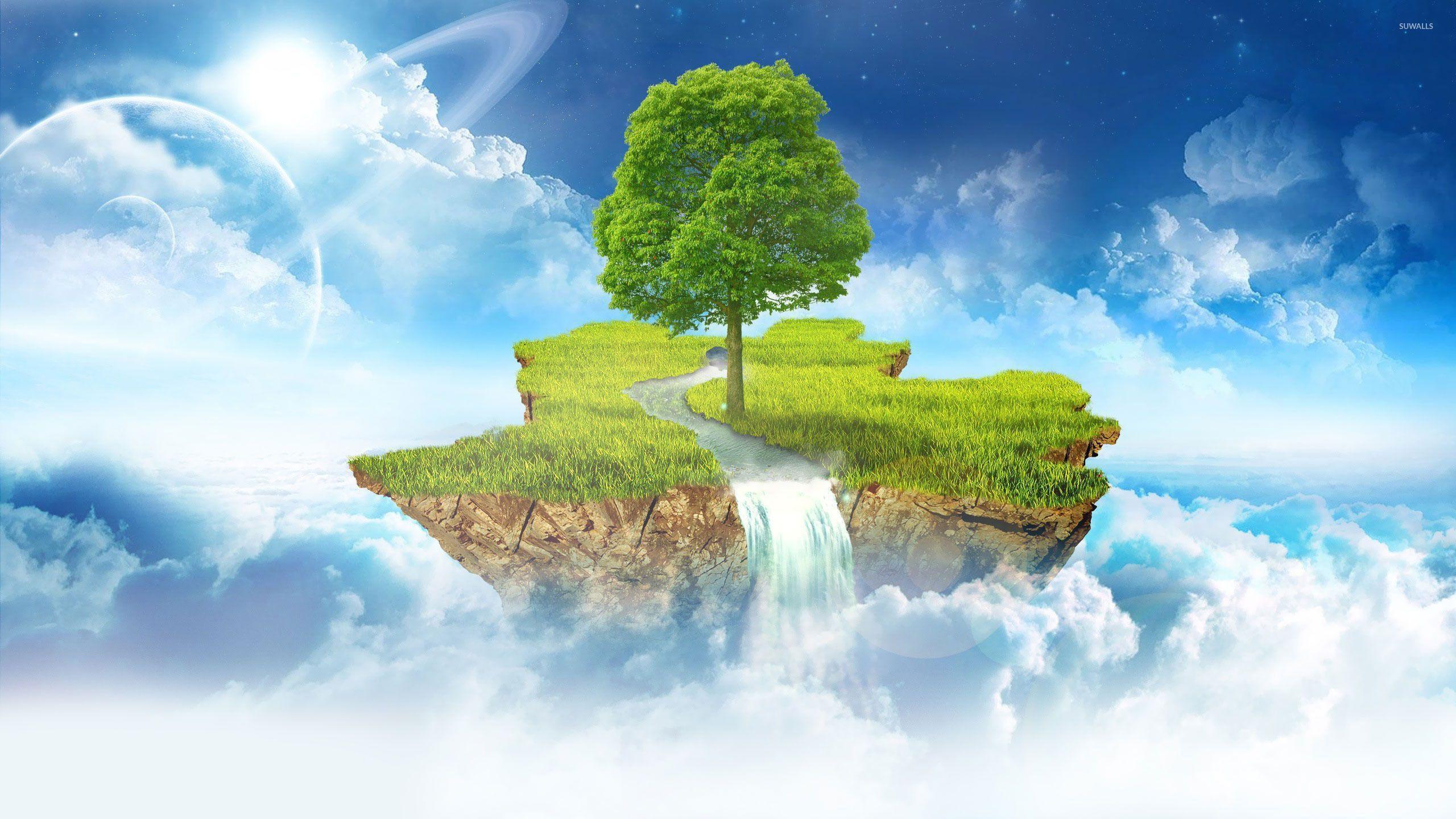 Floating island in the clouds wallpaper wallpaper