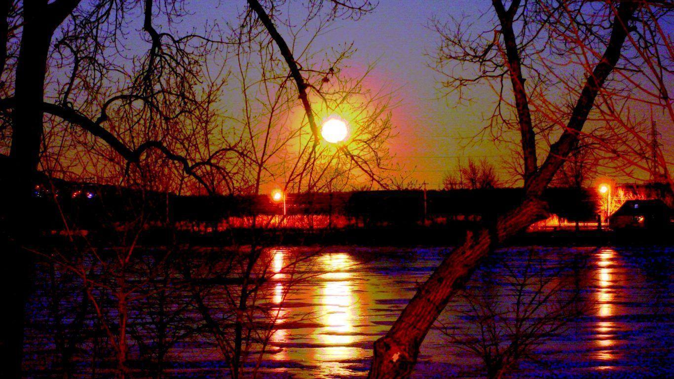 Sky: Sky Lake Moon Full Moonlight Light Night Wallpaper HD for HD