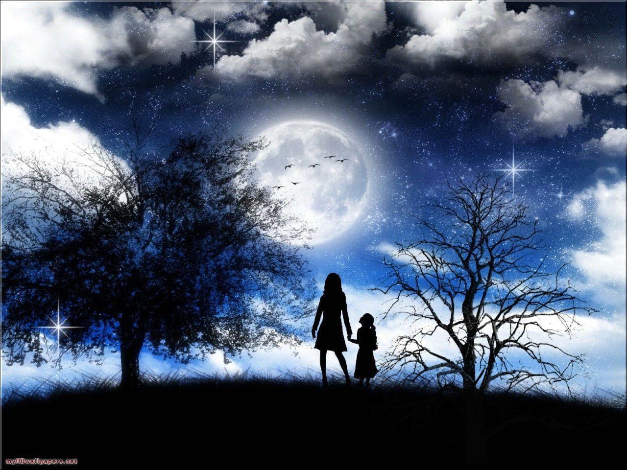 moonlight background. Beautiful Romantic Moonlight Wallpaper
