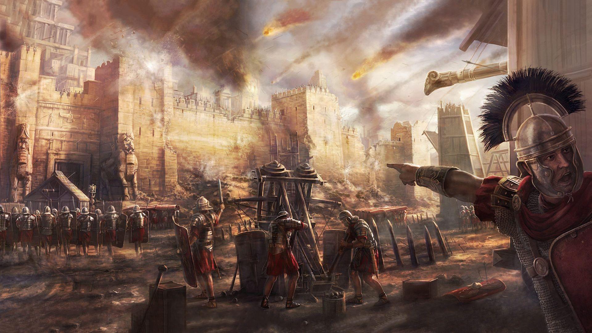 Download wallpaper egypt, siege, battle, bombard, ballista
