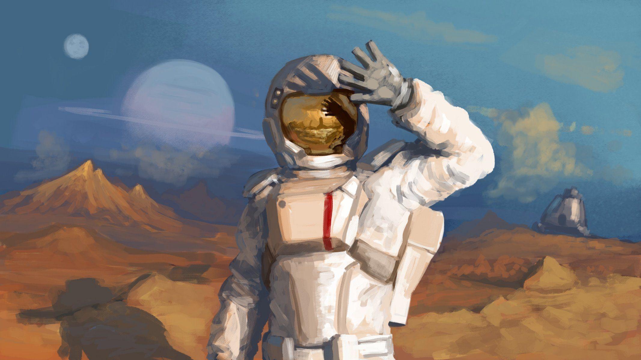 suit planet astronaut cosmonaut light reflection helmet HD wallpaper