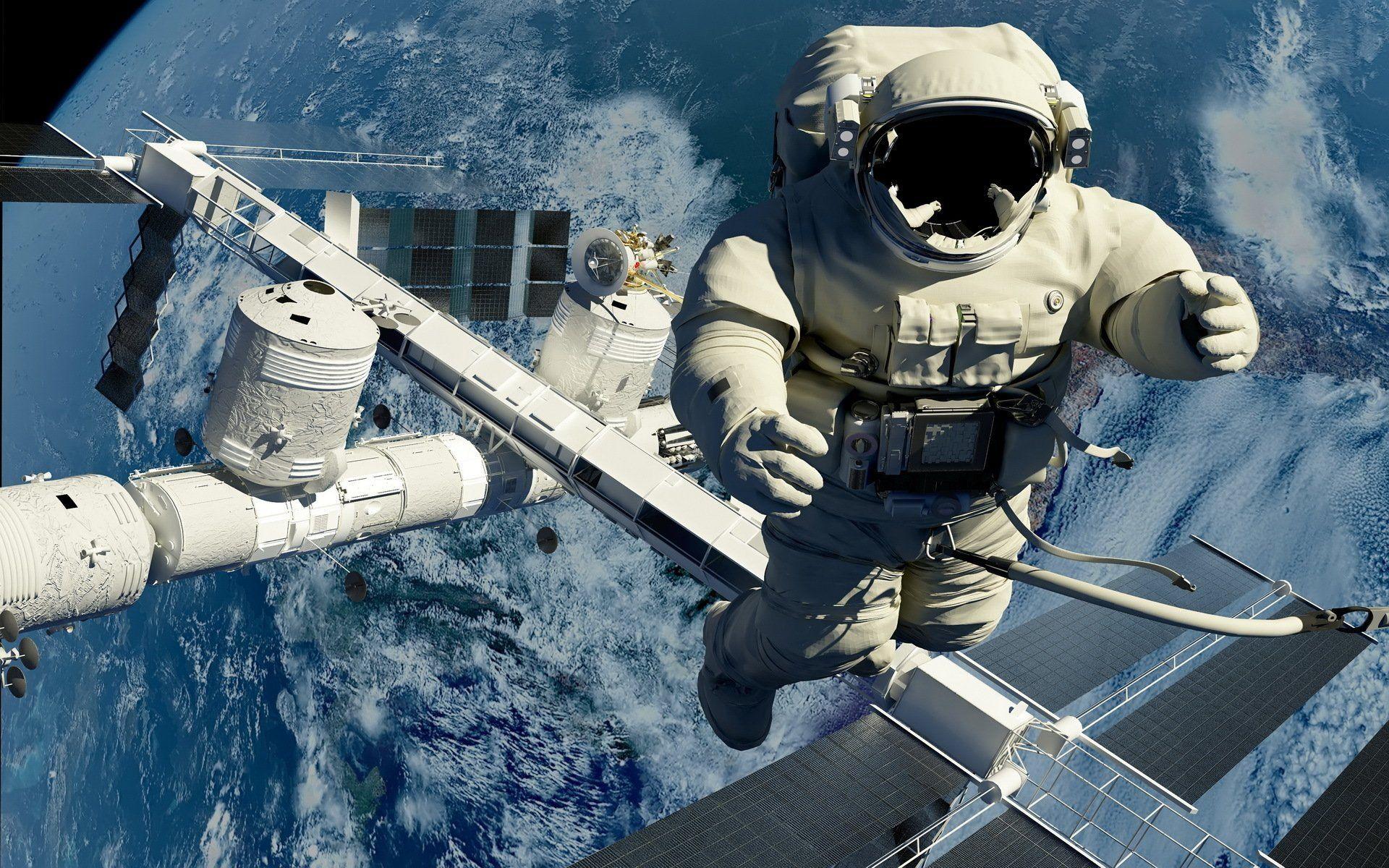 space station out in the open space cosmonaut HD wallpaper