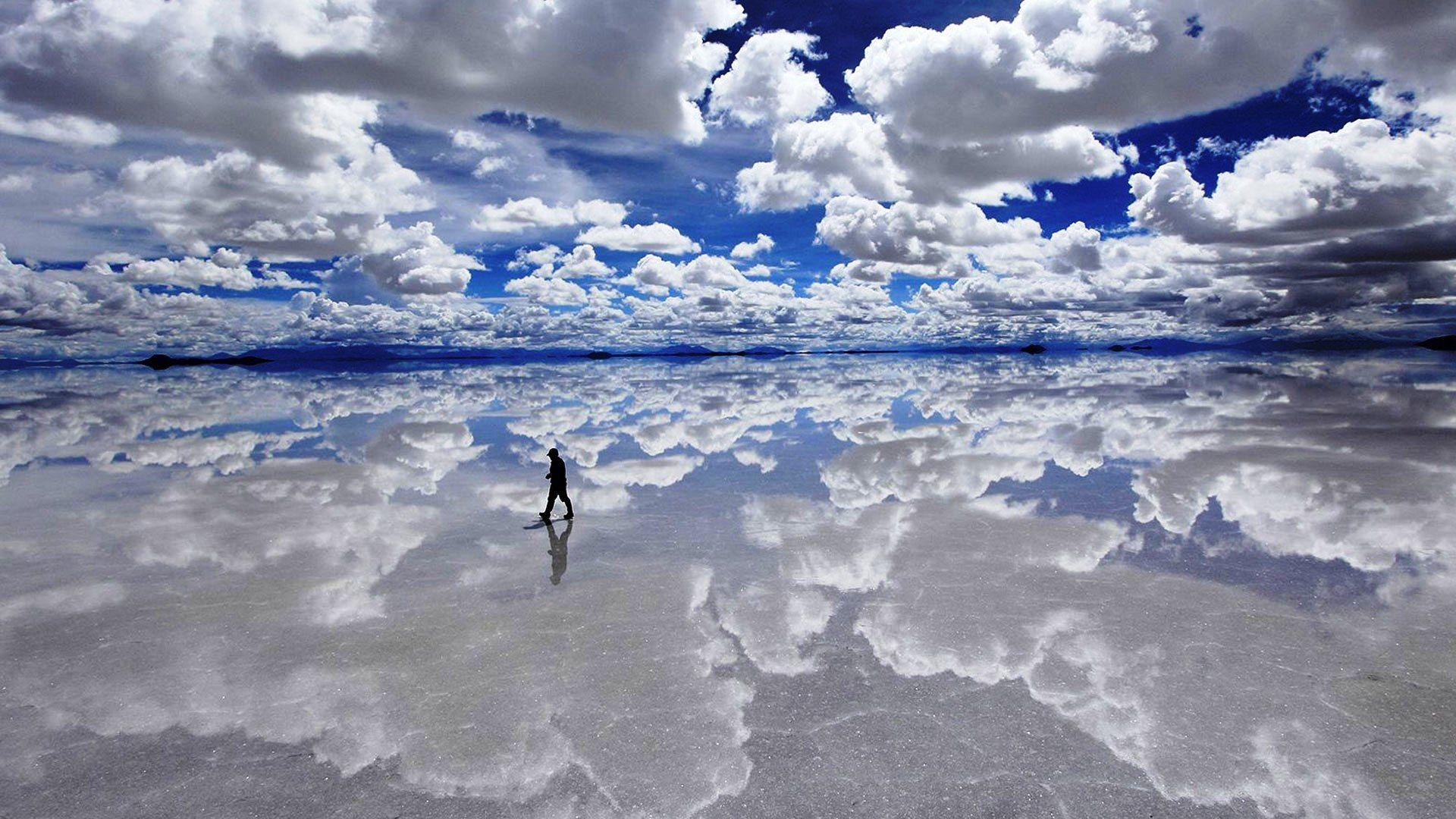 clouds, walking, salt, sky, flats wallpaper