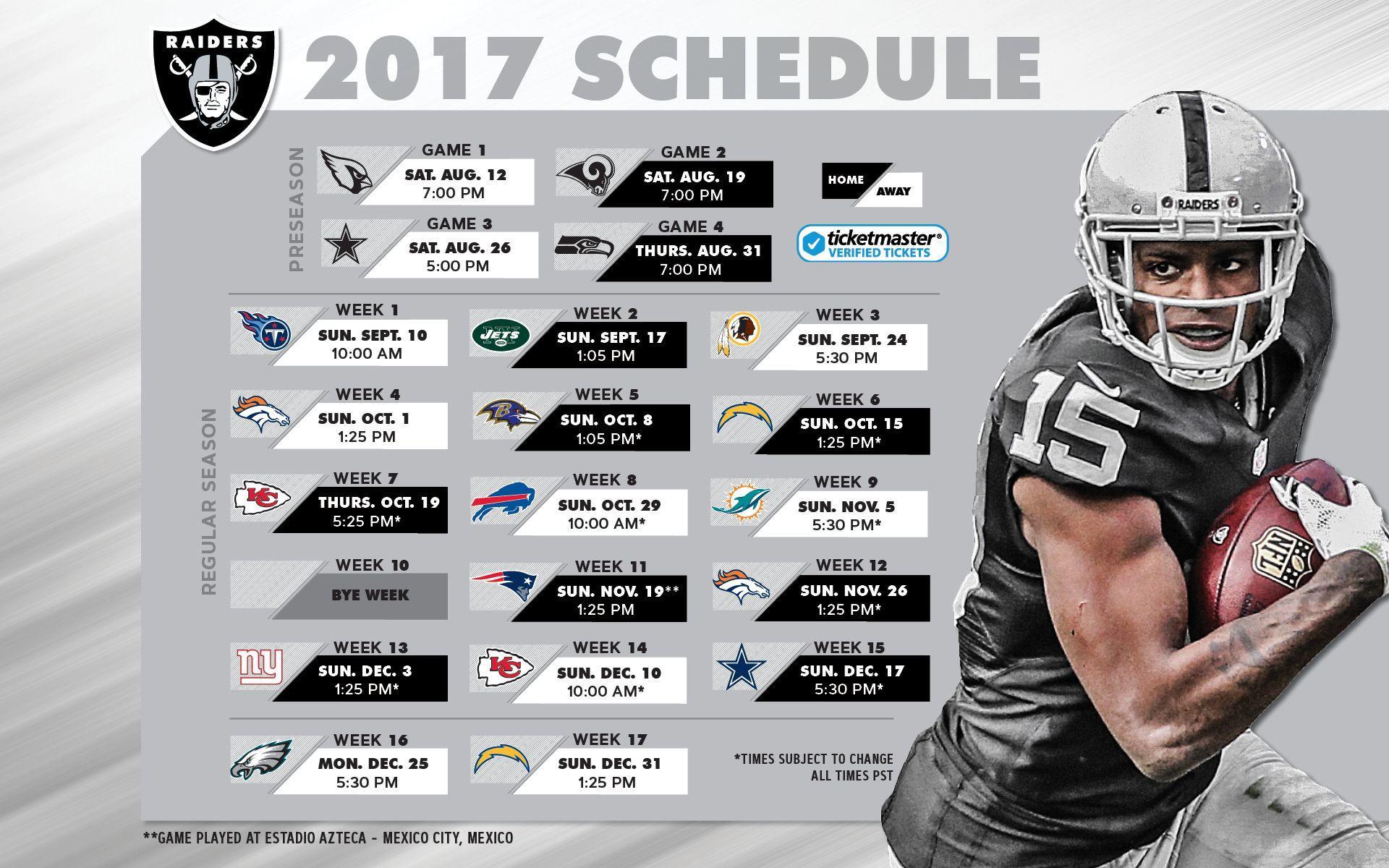 Raiders 2017 Schedule Announcement