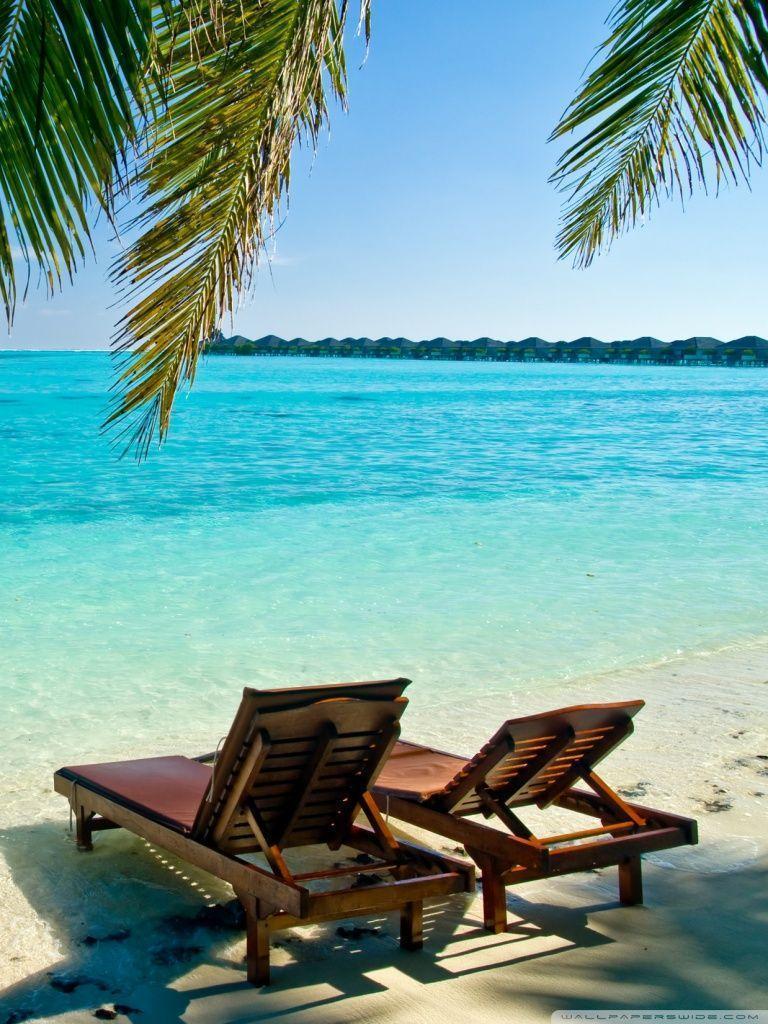 Deck Chairs On The Beach HD desktop wallpaper, High Definition
