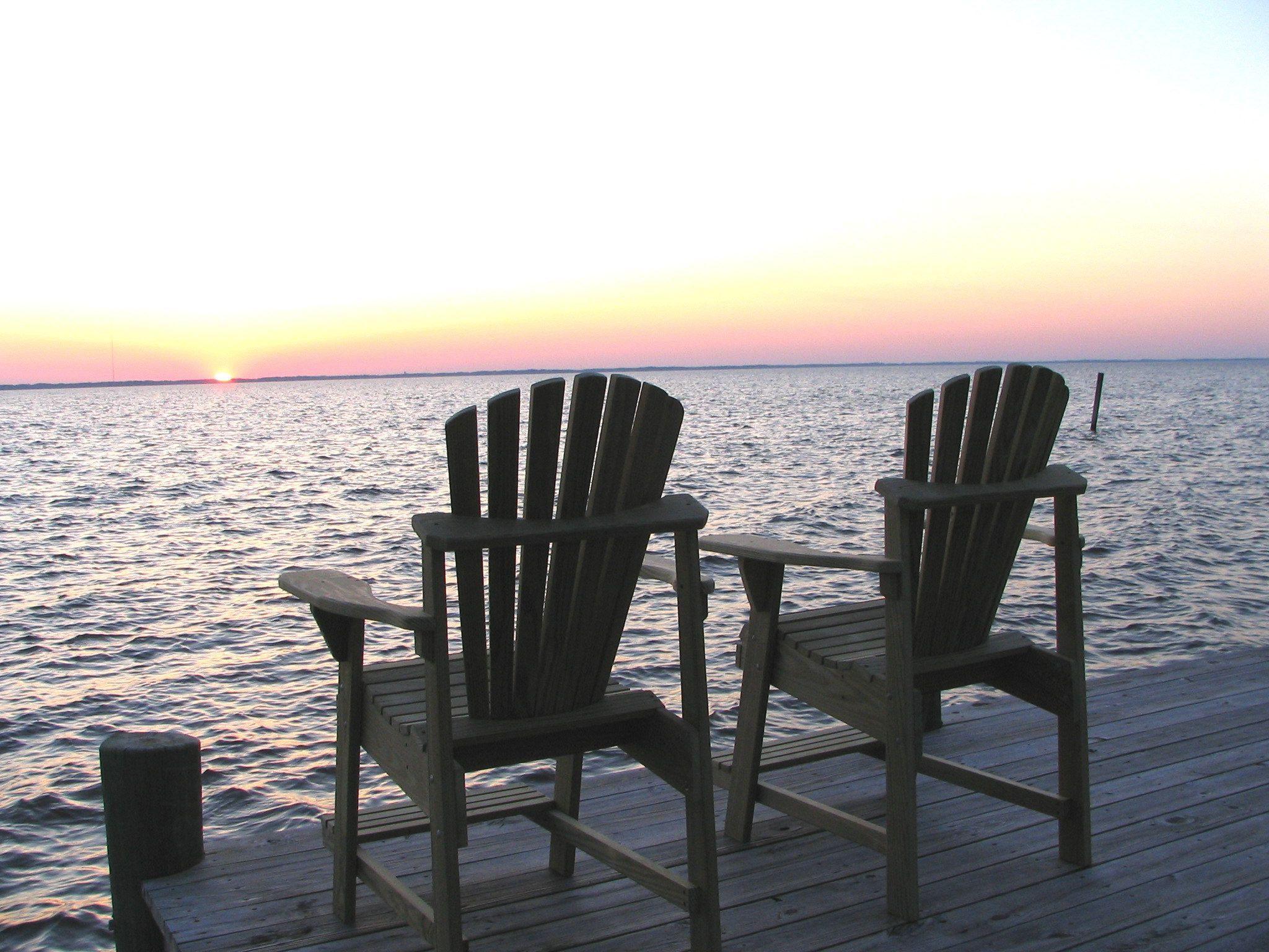 Adirondack Chairs on Beach Wallpaper