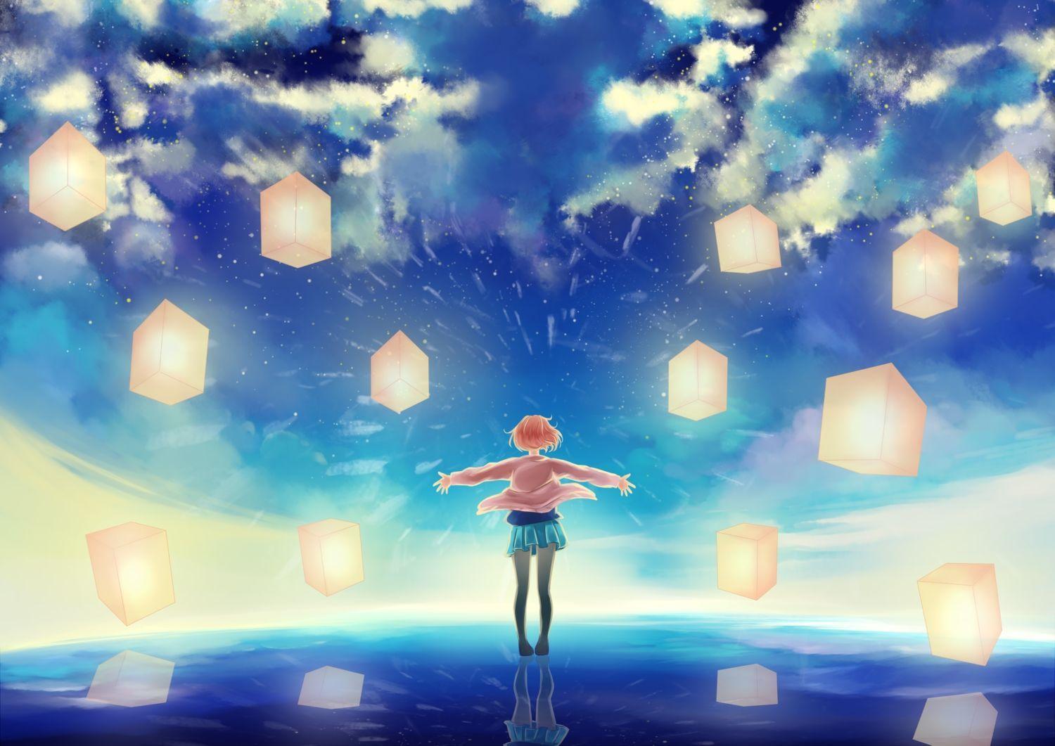 clouds kuriyama mirai kyoukai no kanata orange hair pantyhose