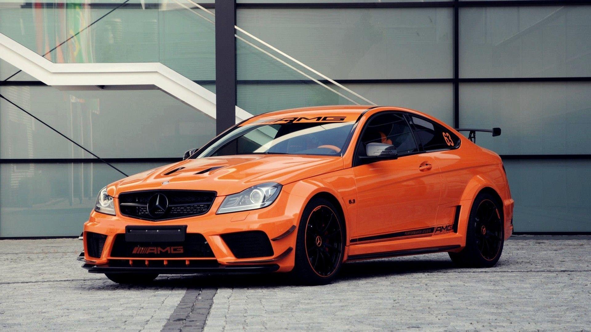 C63 AMG, Mercedes Benz, Orange, Car Wallpaper HD / Desktop