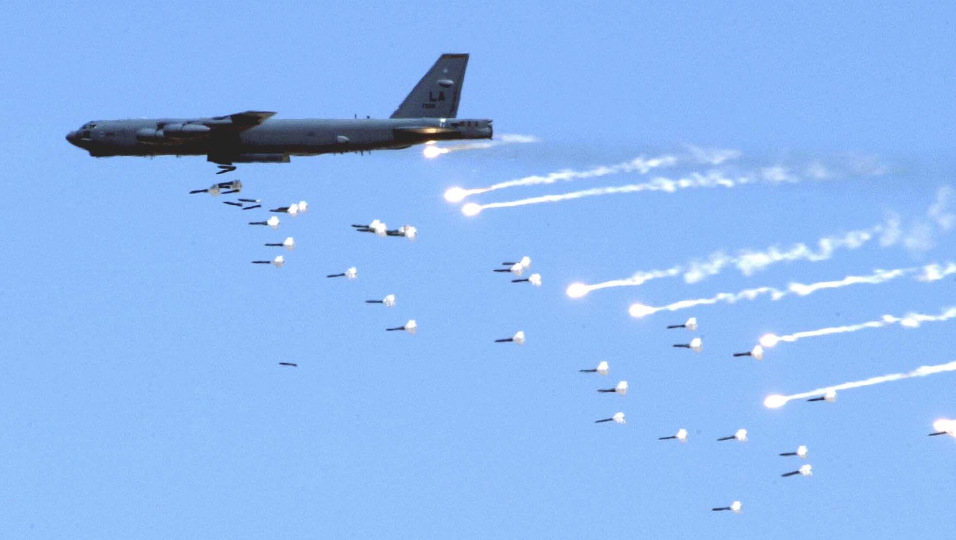 B 52 Stratofortress Dropping Bombs. Air Force Superiority